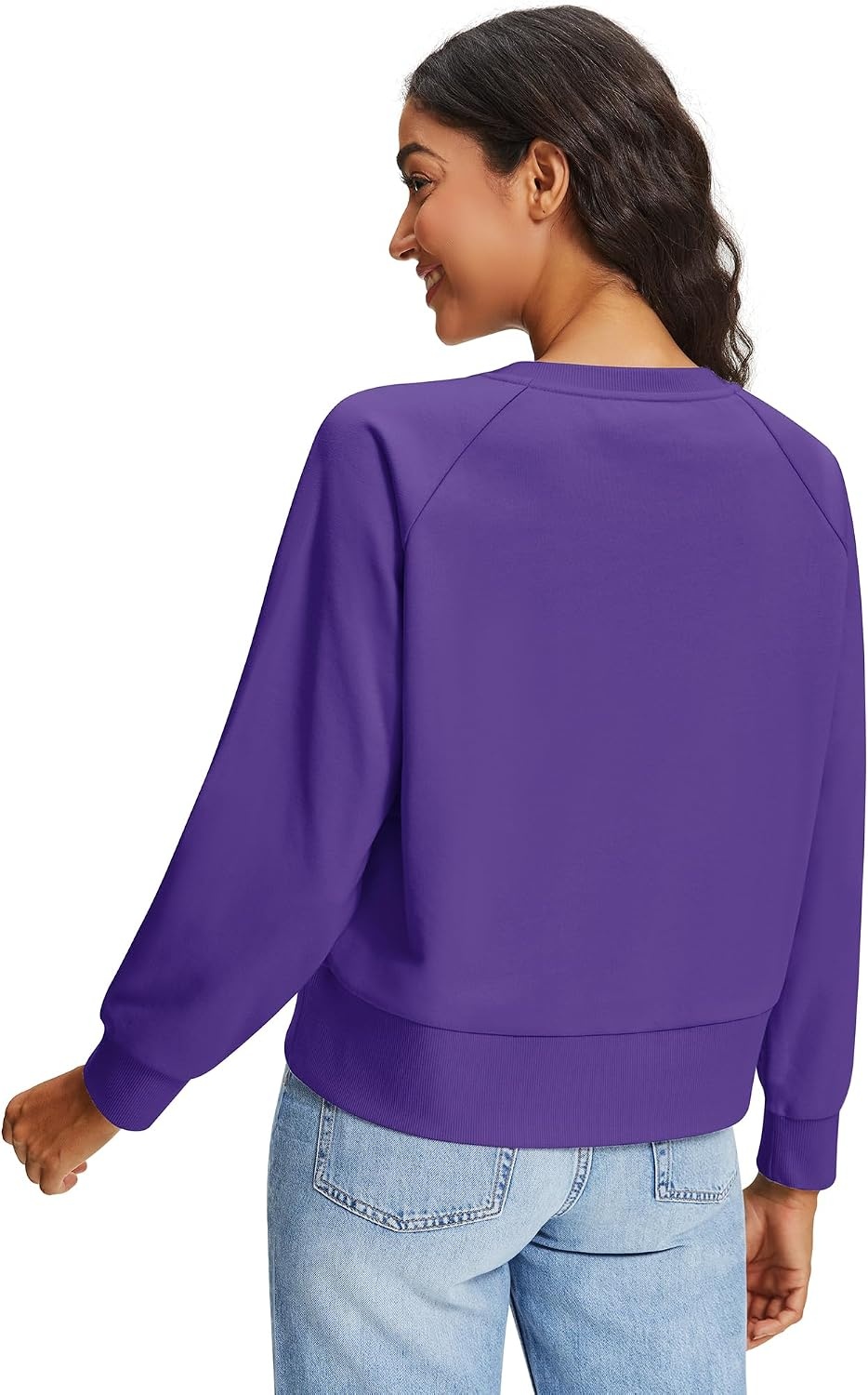 Stelle Women’s Raglan Crewneck Sweatshirt Relaxed Fit Casual Everyday(Purple)