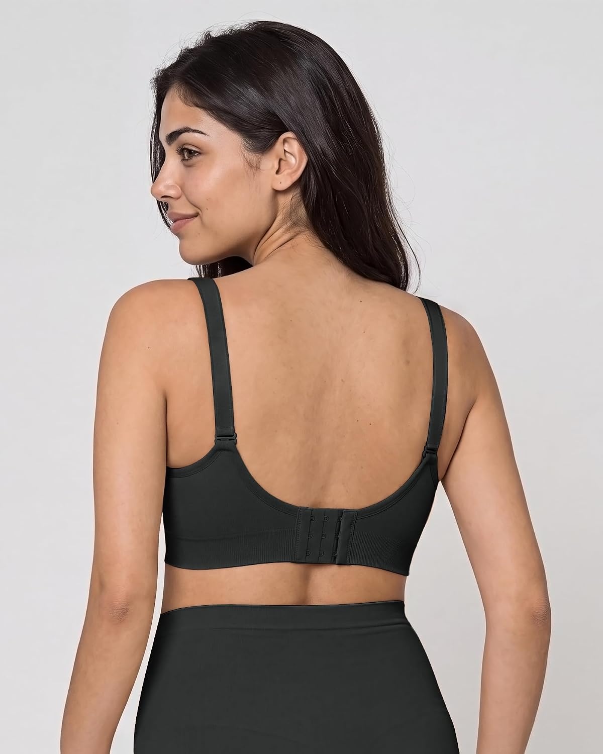 Stelle Nursing Bras Maternity Bra for Breastfeeding Pregnancy Wireless Bralette with Pads, Extenders & Clips(3 Black+gray+beige)