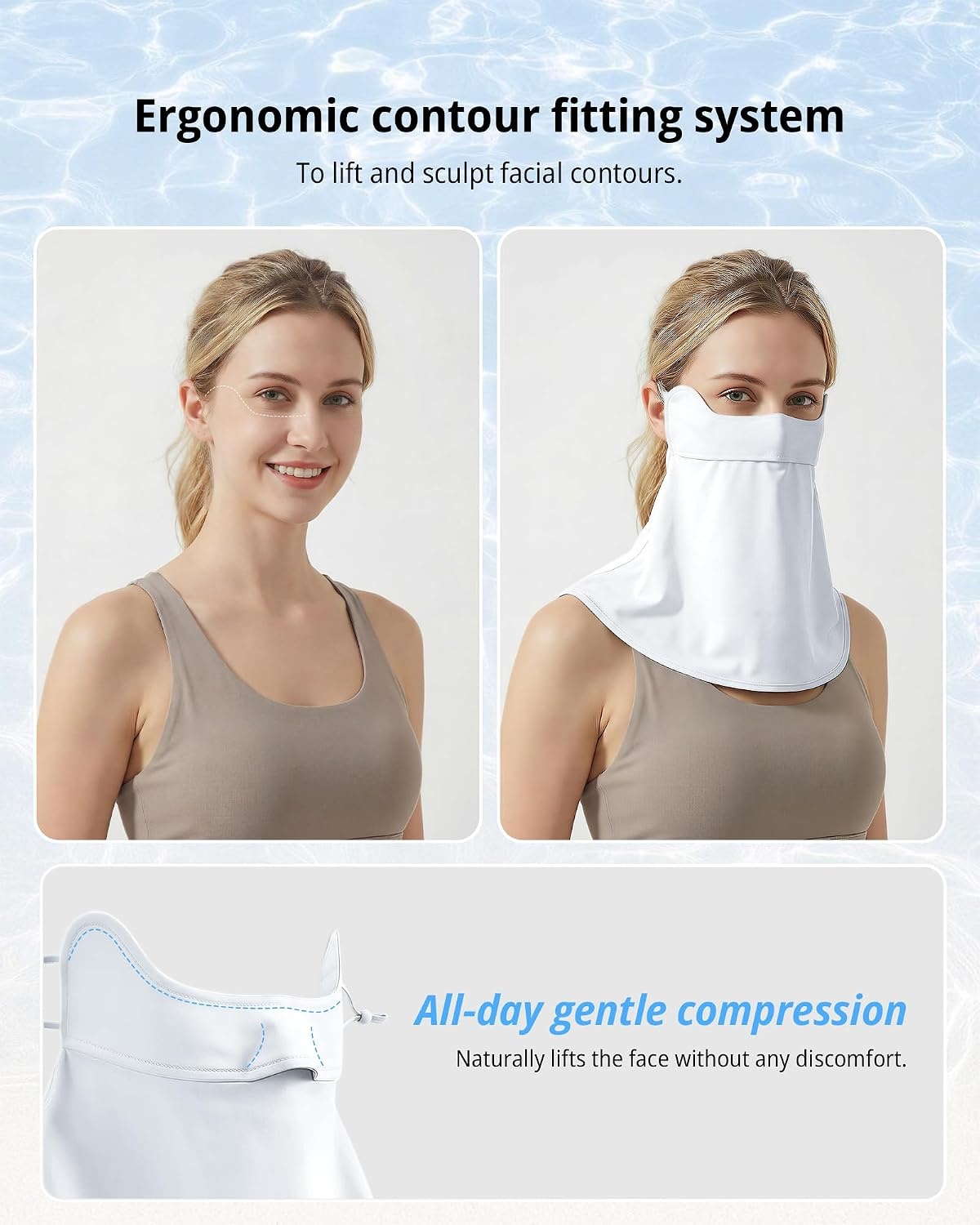 Stelle UPF 50+ UV Face Mask Cooling Neck Gaiter Breathable Sun Cover(White)