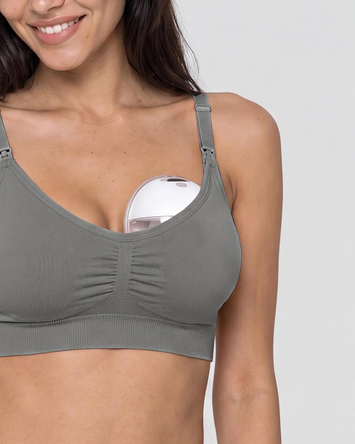 Stelle Nursing Bras Maternity Bra for Breastfeeding Pregnancy Wireless Bralette with Pads, Extenders & Clips(1 Pack Grey)