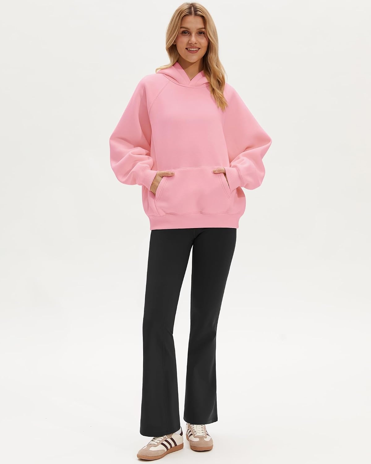 Stelle Women’s Oversized Fleece Hoodies Long Sleeve Casual Sweatshirt(Pink)