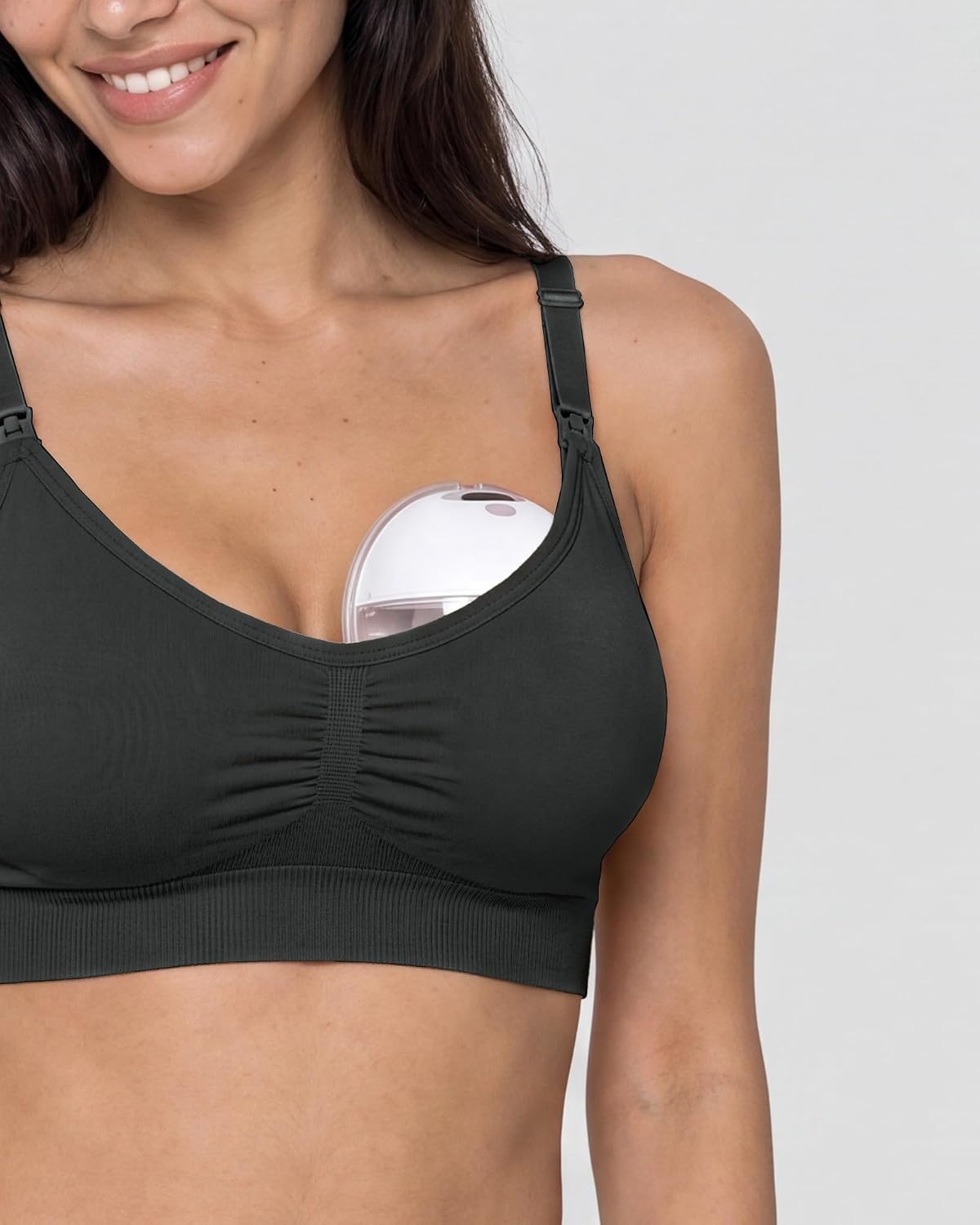 Stelle Nursing Bras Maternity Bralette Seamless for Breastfeeding(Black+black+beige)