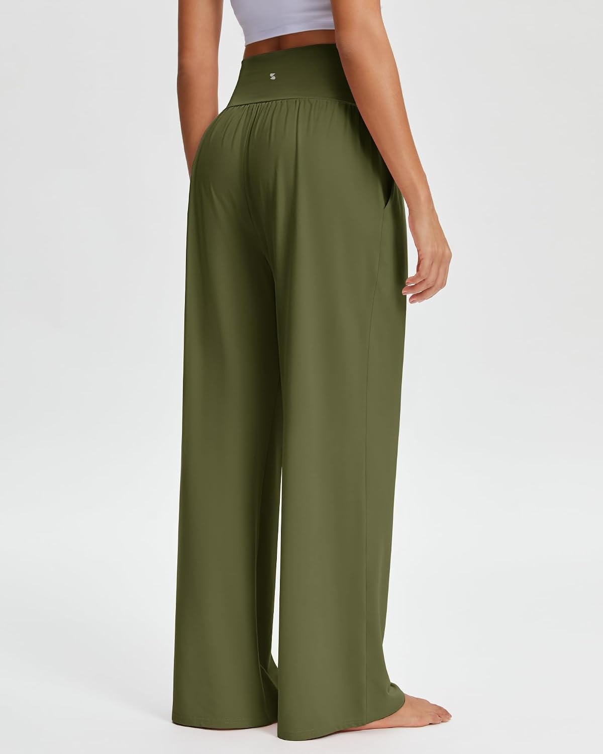 Stelle Women’s Wide Leg Lounge Pants Soft Stretch Casual Travel Wear(Olive Green)