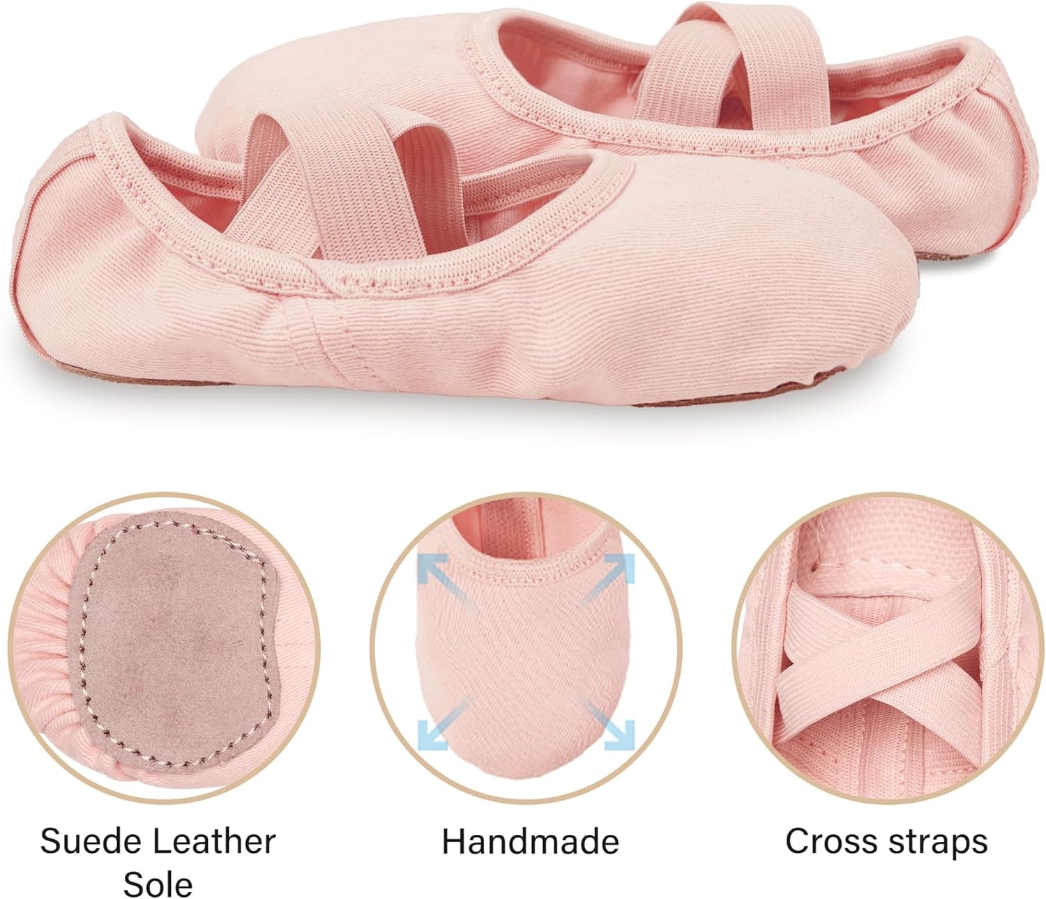 Stelle Ballet Shoes Toddler Slippers Highly Elastic Canvas Girls Ballerina Dance Shoes for Toddler/Little Kid/Big Kid/Women(Ballet Pink)