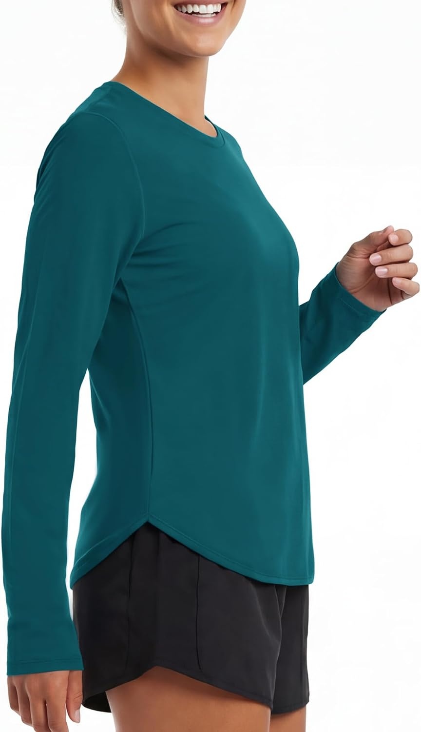 Stelle Women Long Sleeve Workout Tops UPF 50+ UV Protection Running Athletic Shirt Lightweight Quick Dry(Peacock Blue)