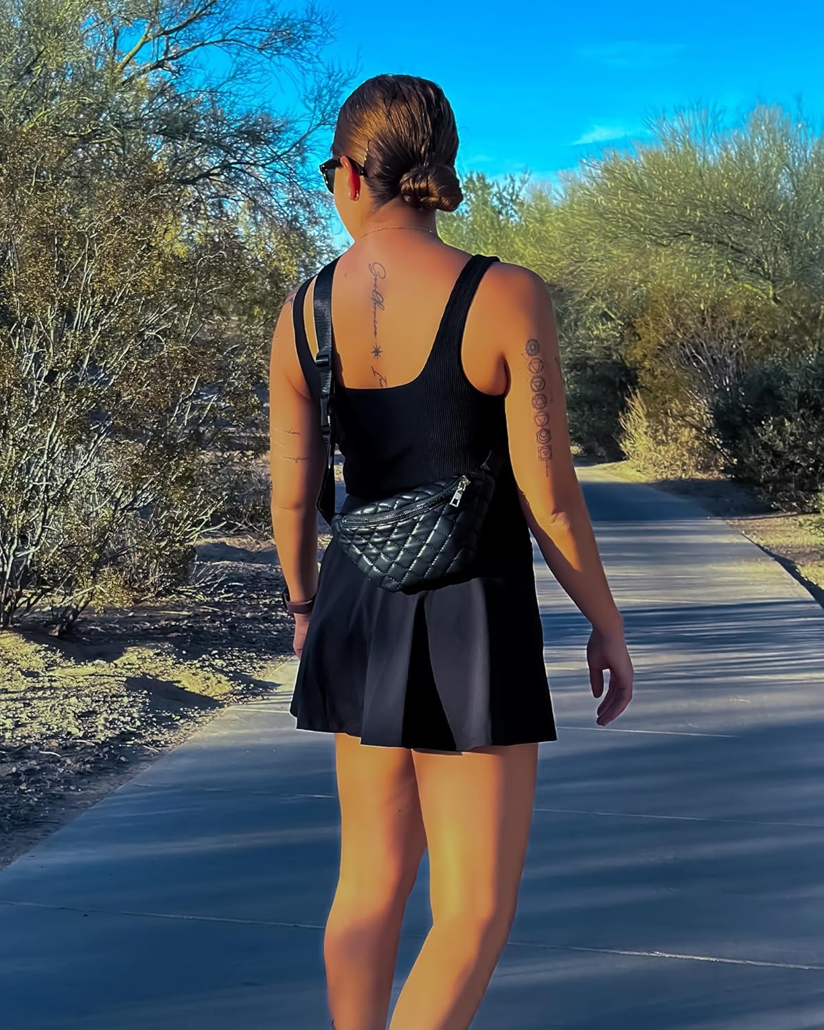 Stelle Women Tennis Skirt Golf Skorts Athletic High Waisted with Pockets Inner Shorts Sport Workout Pleated Pickleball(Black)