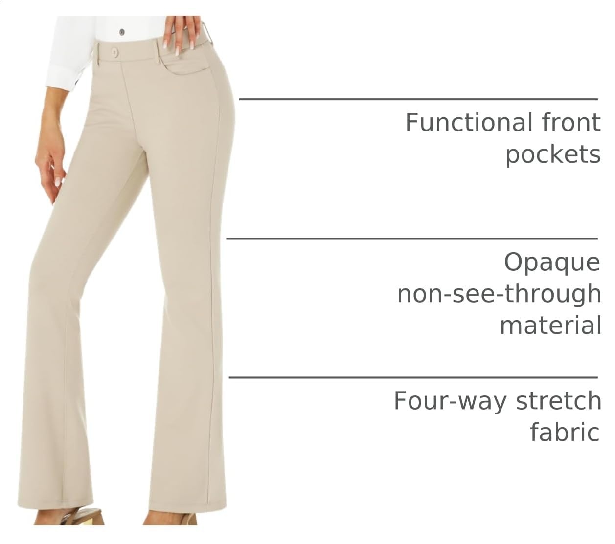 Stelle Womens Bootcut Stretch Dress Work Pants Slacks with Pockets Pull On(Dune)