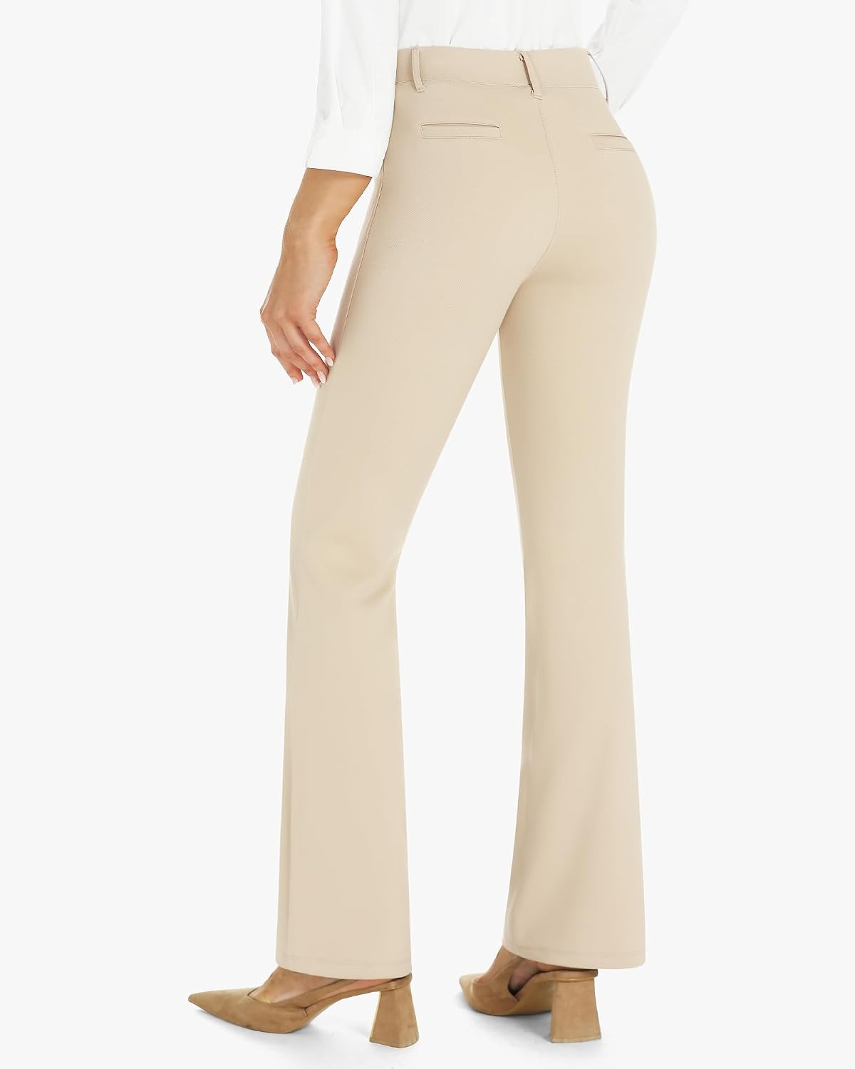 Stelle Womens Bootcut Stretch Dress Work Pants Slacks with Pockets Pull On(Dune)