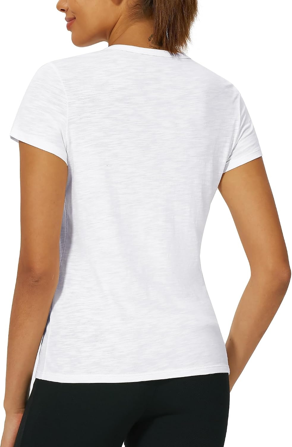 Stelle Womens Modal Soft Crewneck Short Sleeve T Shirts Basic Tees(White)