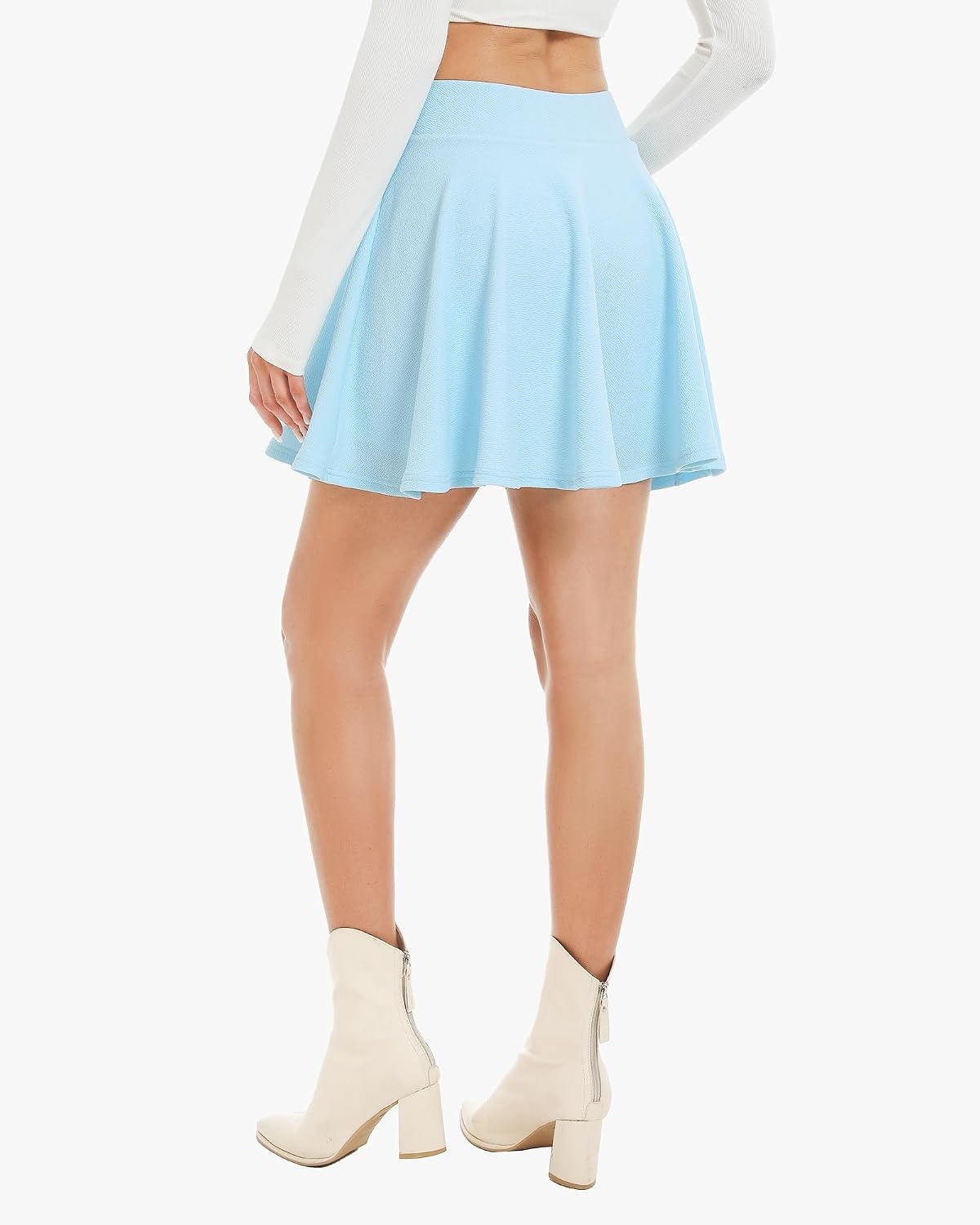 Stelle Women’s Casual Skort with Shorts Basic Versatile Stretchy Flared Pleated Skater Mini Skirts(Baby Blue)