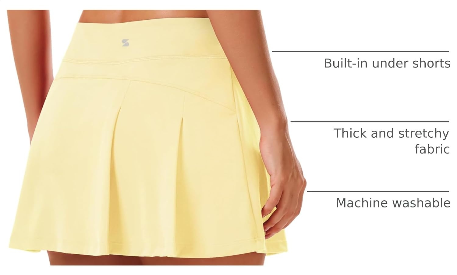 Stelle Women Tennis Skirt High Waisted Athletic Golf Skorts with Pockets | Tummy Control, Built-In Shorts, Deep Pockets, Pleated, Breathable, Lightweight, Tennis, Golf, Pickleball, Running, Workout(Lemon Butter)