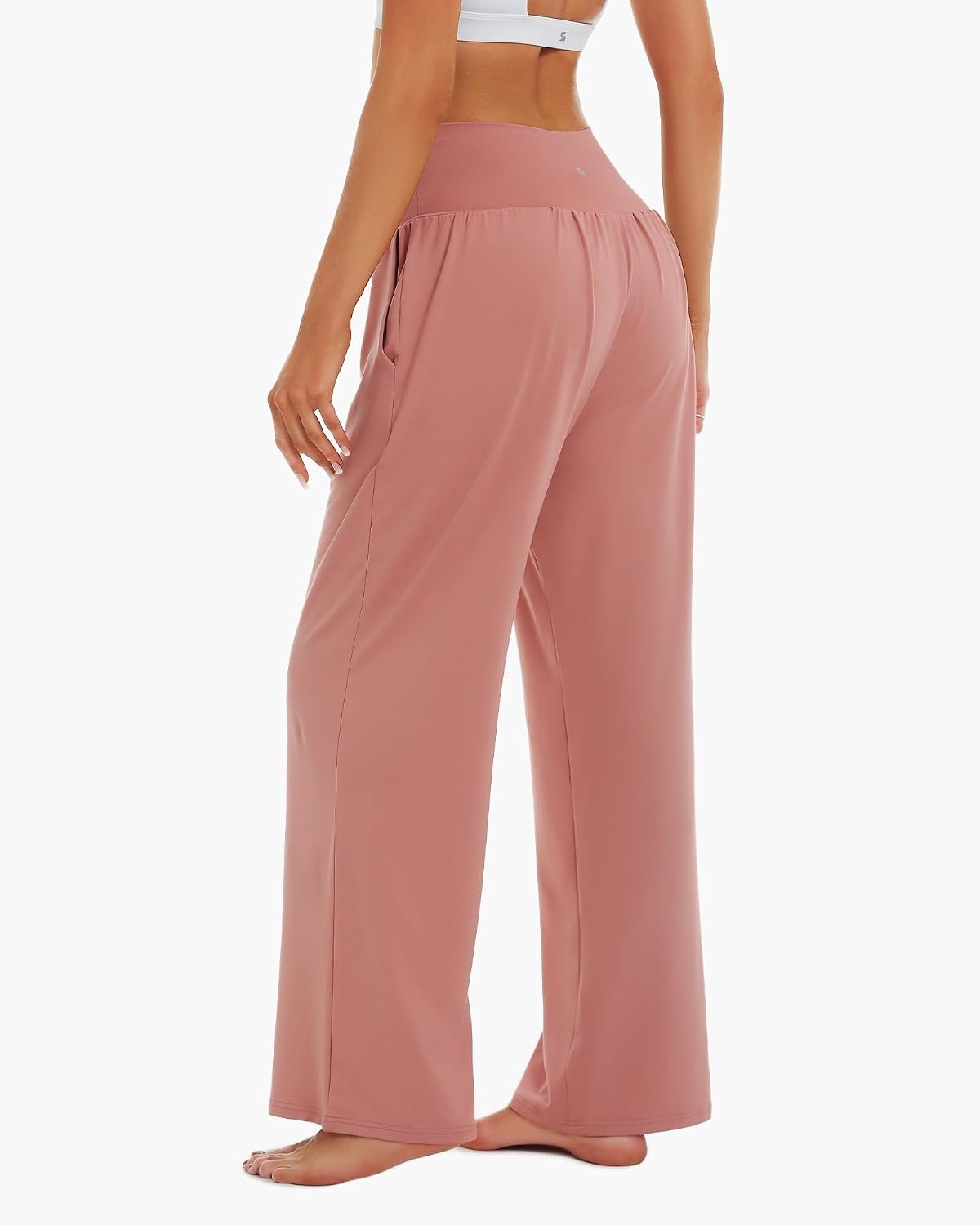 Stelle Women’s Wide Leg Lounge Pants Soft Stretch Casual Travel Wear(Dusty Pink)