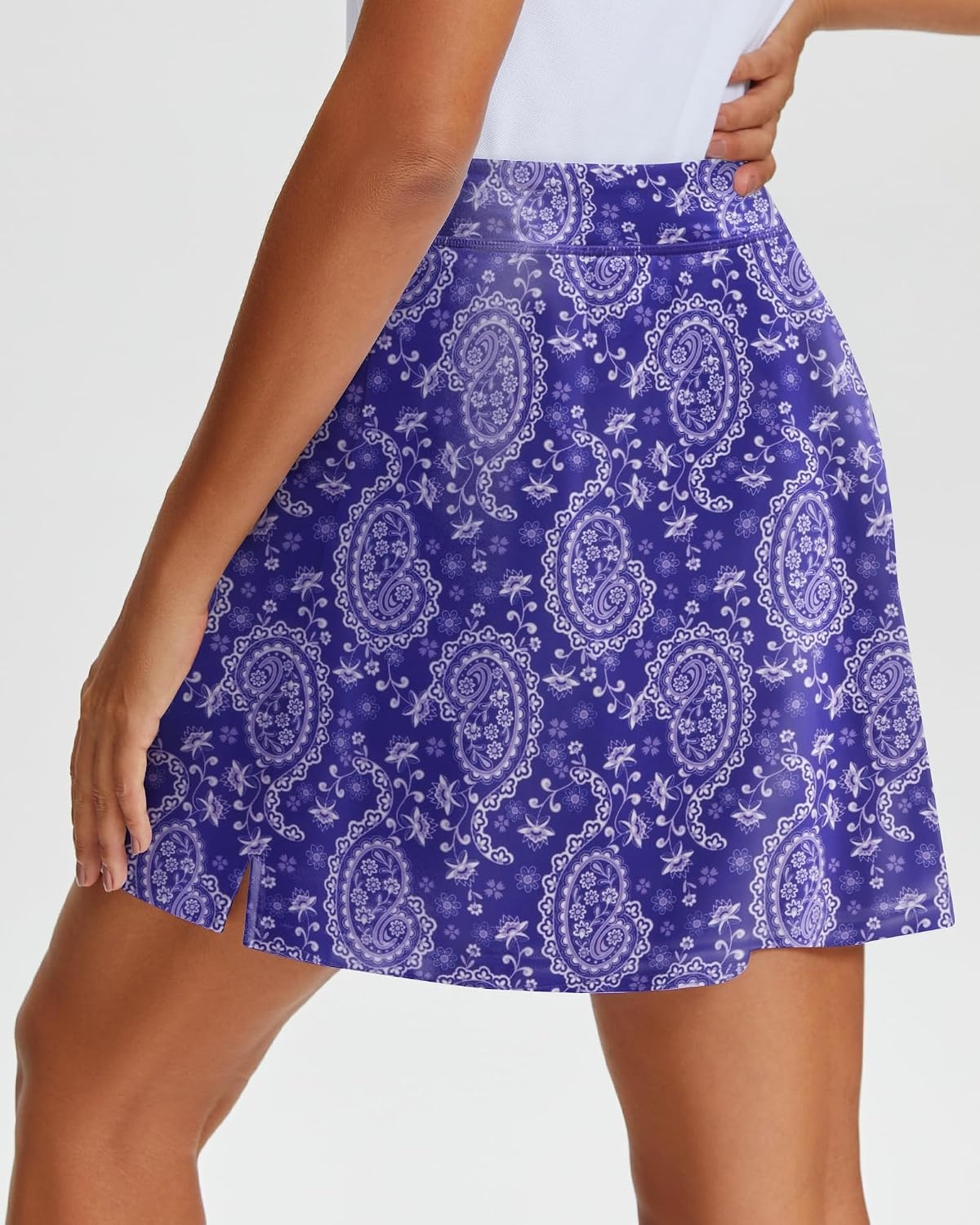 Stelle Women’s Athletic Skorts 17″ Golf Skirts Inner Shorts Tennis Skort with 2 Pockets Running Sports Pickleball Skirt(Royal Paisley Print)