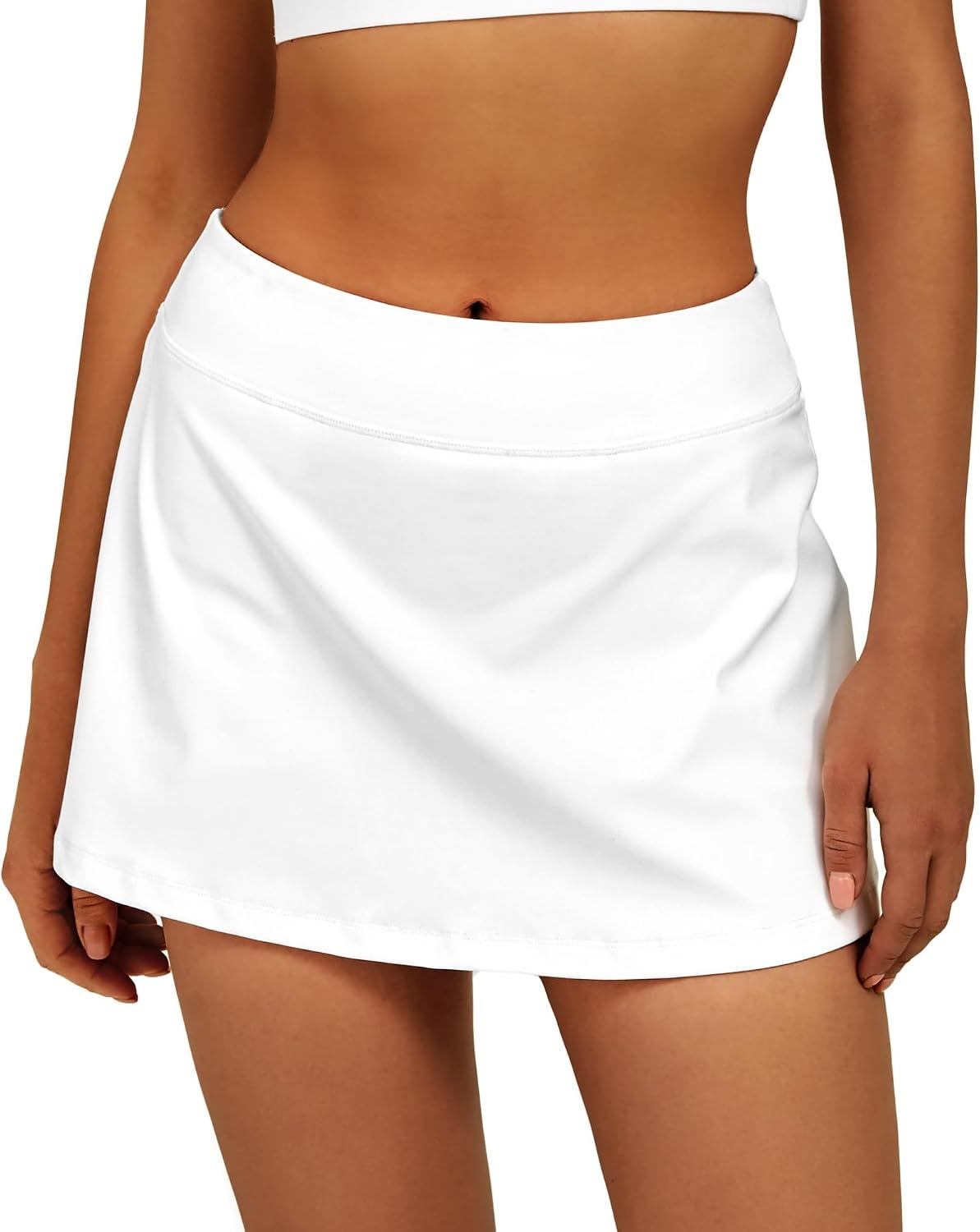 Stelle Women Tennis Skirt High Waisted Athletic Golf Skorts with Pockets(A-white)