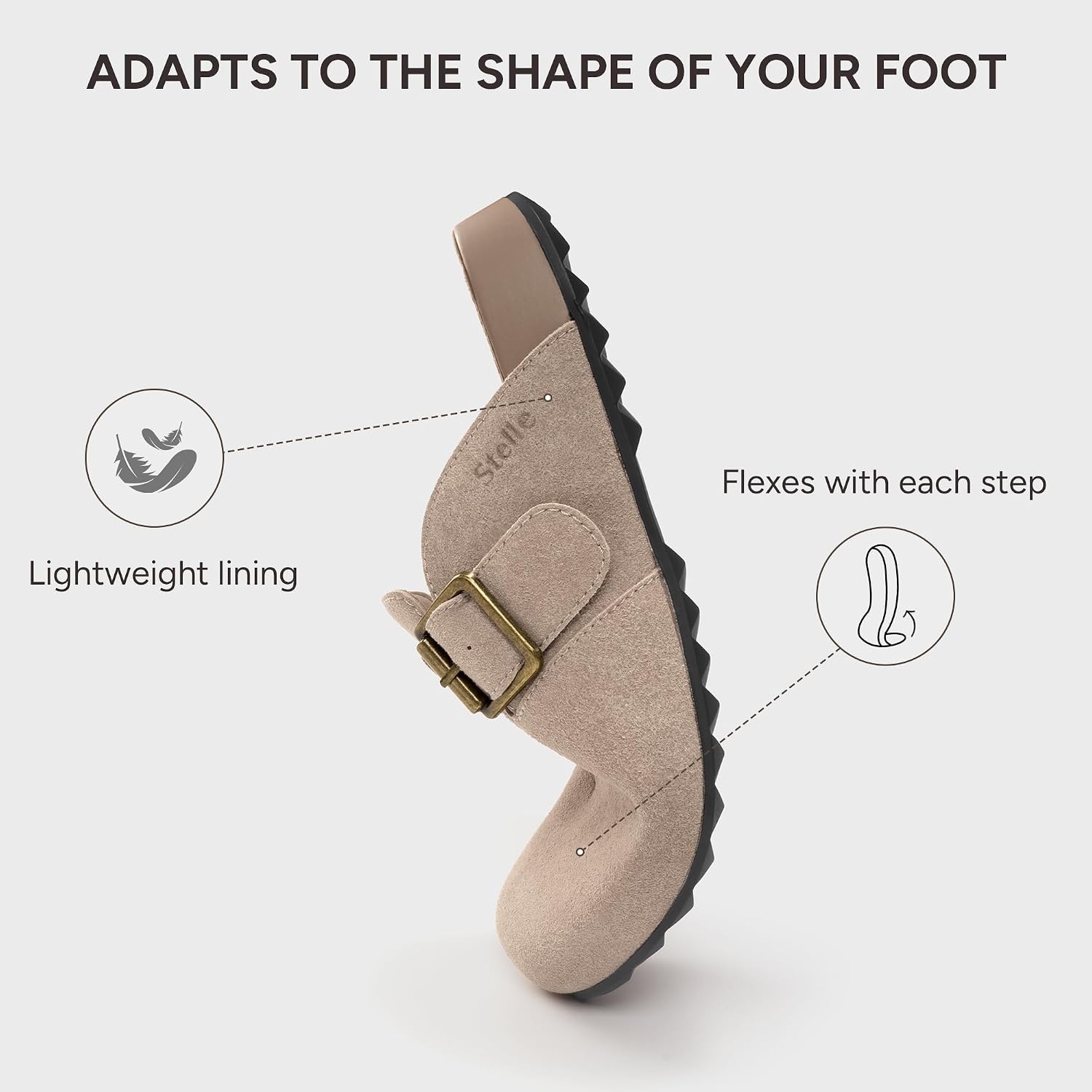 Stelle Suede Clogs for Women Men Potato Shoes with Arch Support Leather Cork Footbed Mules Slip on Home Slippers(Taupe-leather)