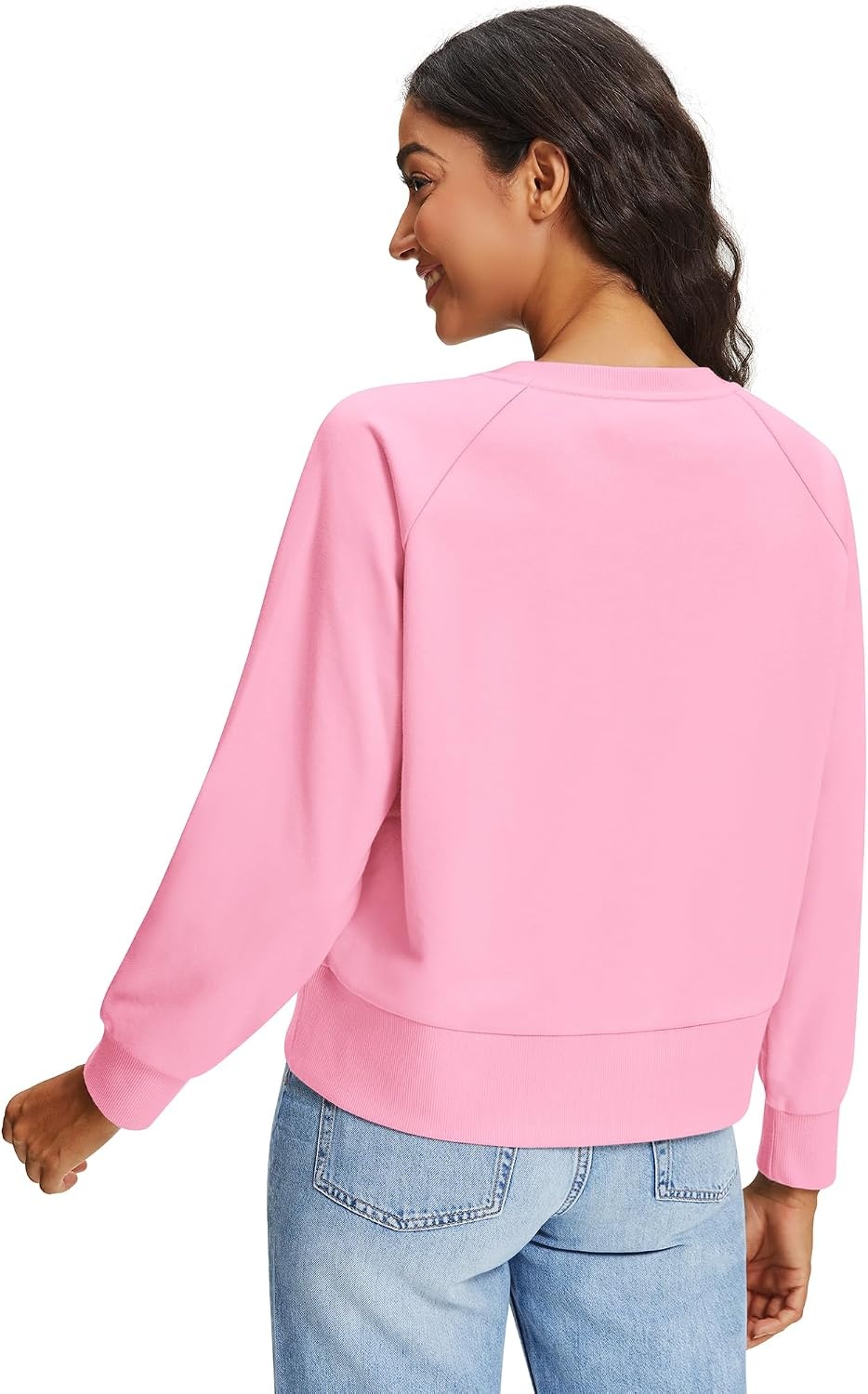 Stelle Women’s Raglan Crewneck Sweatshirt Relaxed Fit Casual Everyday | Soft fleece lining, Raglan sleeves, Ribbed cuffs, Layering essential, Lounge, Travel, Streetwear(Bubblegum)