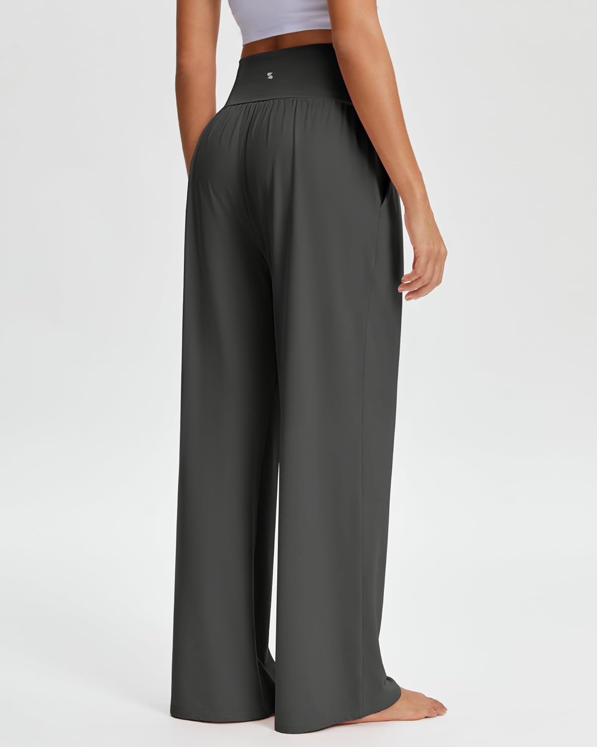 Stelle Wide Leg Yoga Pants for Women High Waisted Super Comfy Buttery Soft Lounge Pants with Pockets 26/28/30 Inseam(Charcoal)