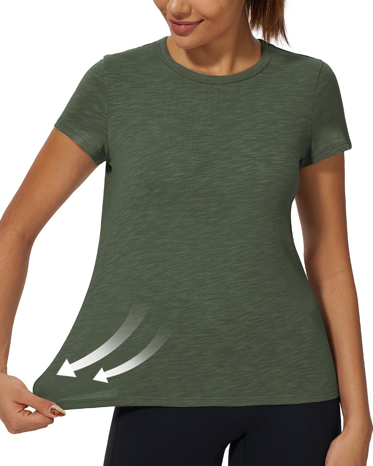 Stelle Womens Modal Soft Crewneck Short Sleeve T Shirts Basic Tees | Breathable,Cotton Blend,Loose Fit,Lightweight,Casual,Layering essential,Streetwear,Summer Outfits(Utility Green)