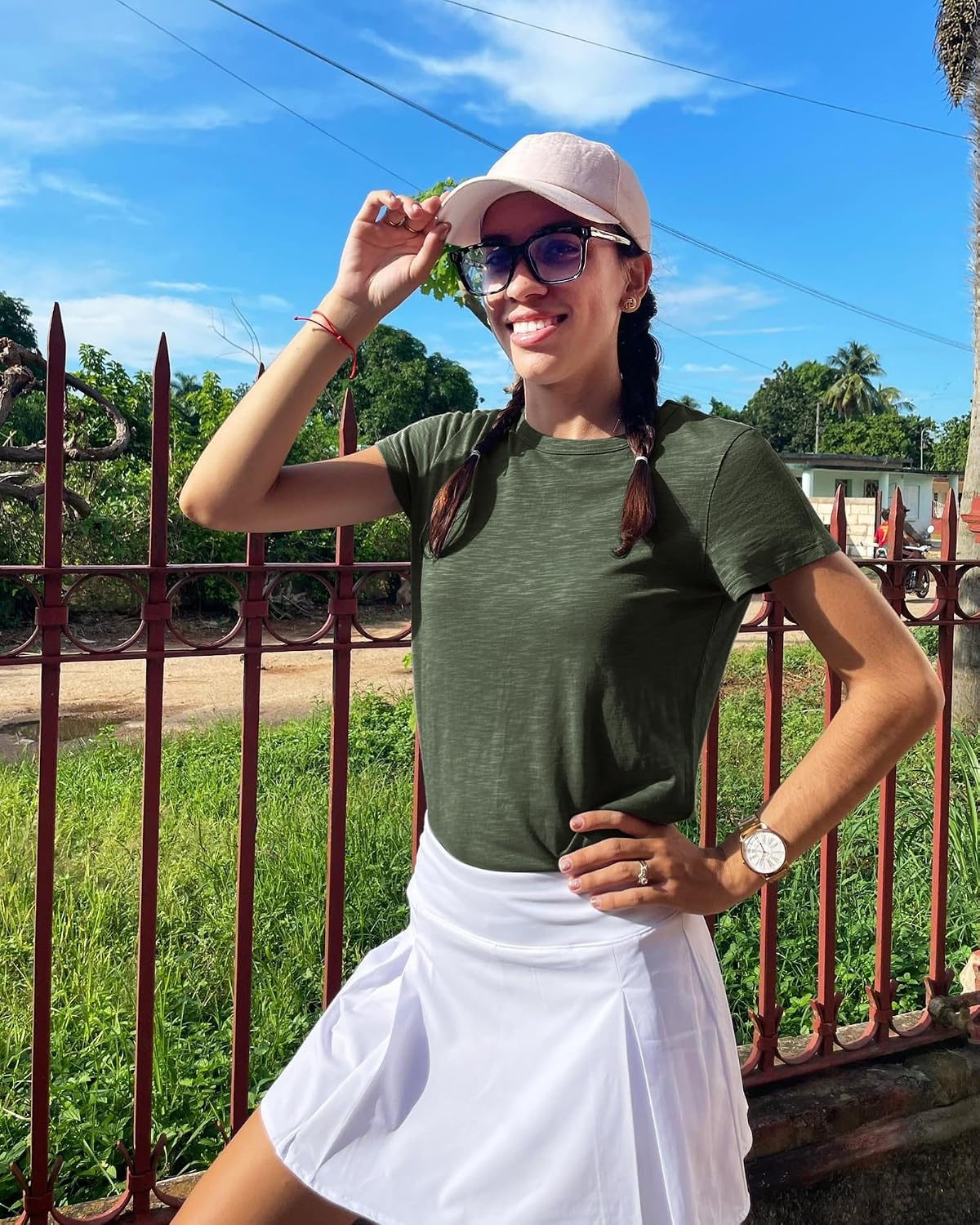 Stelle Womens Modal Soft Crewneck Short Sleeve T Shirts Basic Tees | Breathable,Cotton Blend,Loose Fit,Lightweight,Casual,Layering essential,Streetwear,Summer Outfits(Utility Green)
