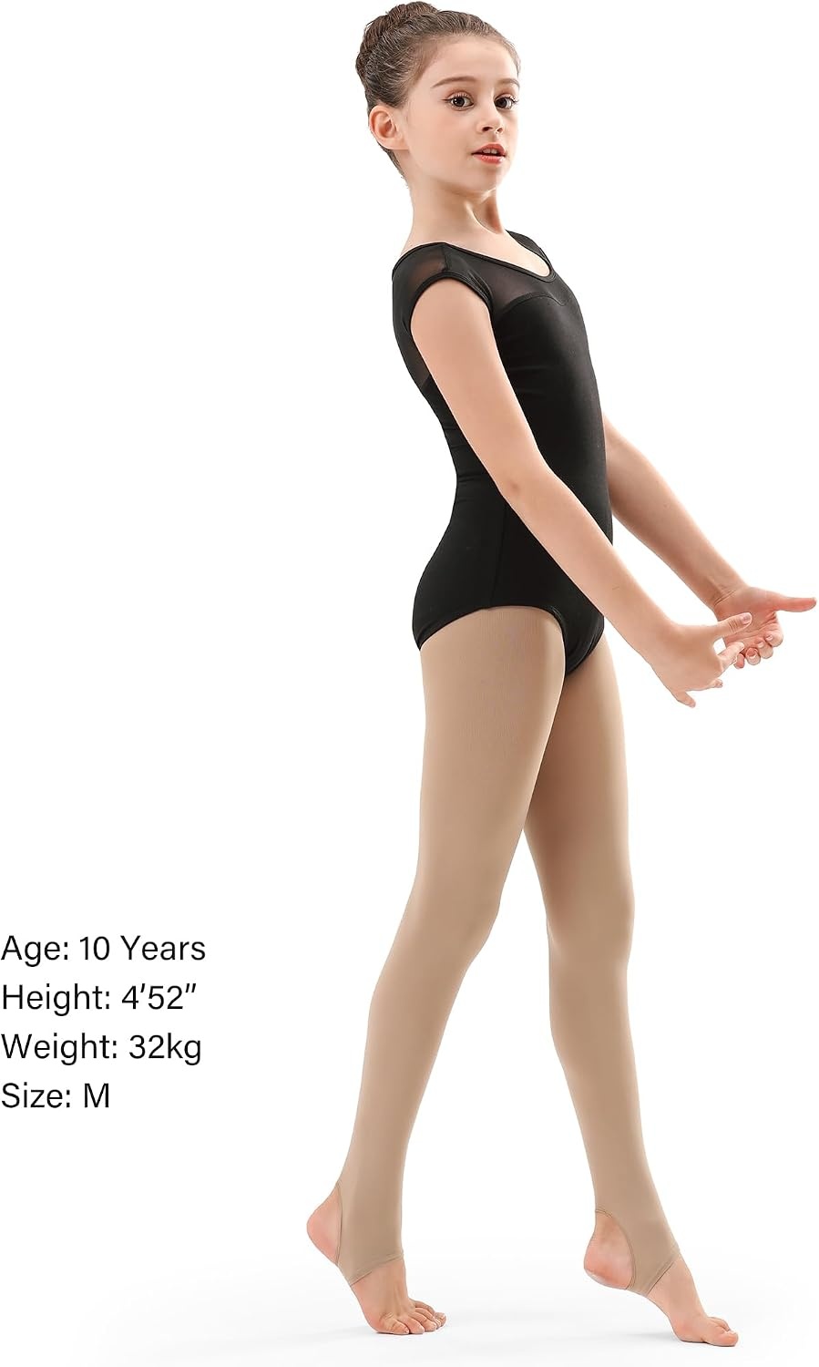 Stelle Girls Women Stirrup Ballet Tights for Dance Class Kids Adult(2 Pack Tan)