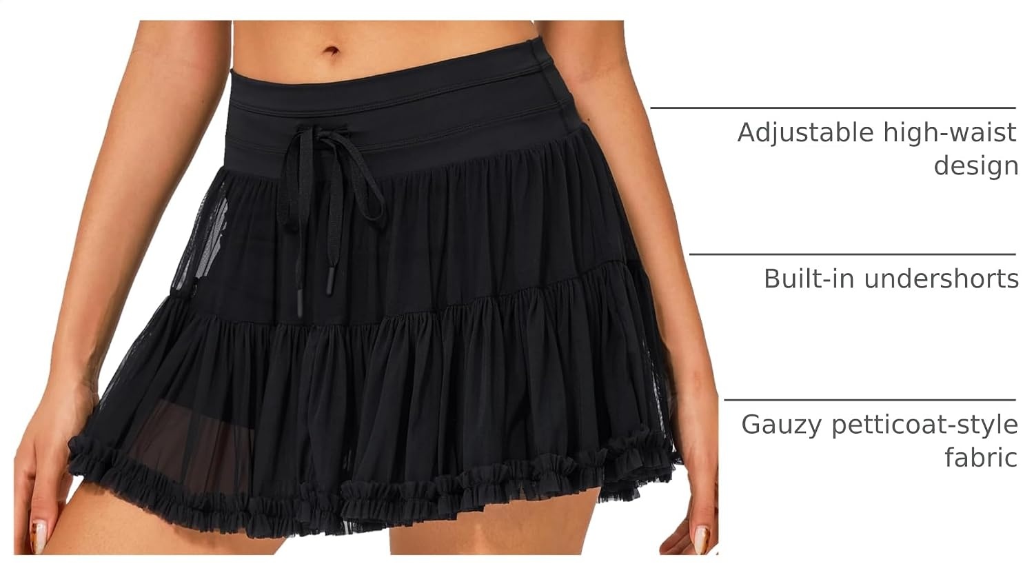 Stelle Womens Tiered Ruffle Tennis Athletic Skirts with Built in Shorts | Tiered ruffle design, Ball pockets, High-rise waistband, Tennis, Pickleball, Golf, Quick dry performance(Black)