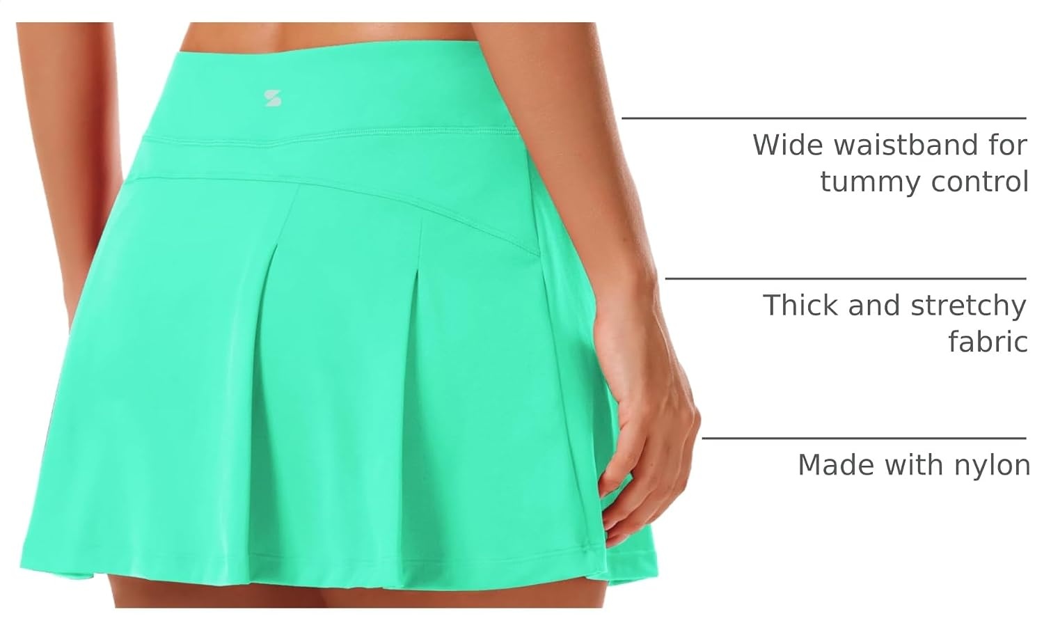 Stelle Women Tennis Skirt High Waisted Athletic Golf Skorts with Pockets | Tummy Control, Built-In Shorts, Deep Pockets, Pleated, Breathable, Lightweight, Tennis, Golf, Pickleball, Running, Workout(Mint Green)