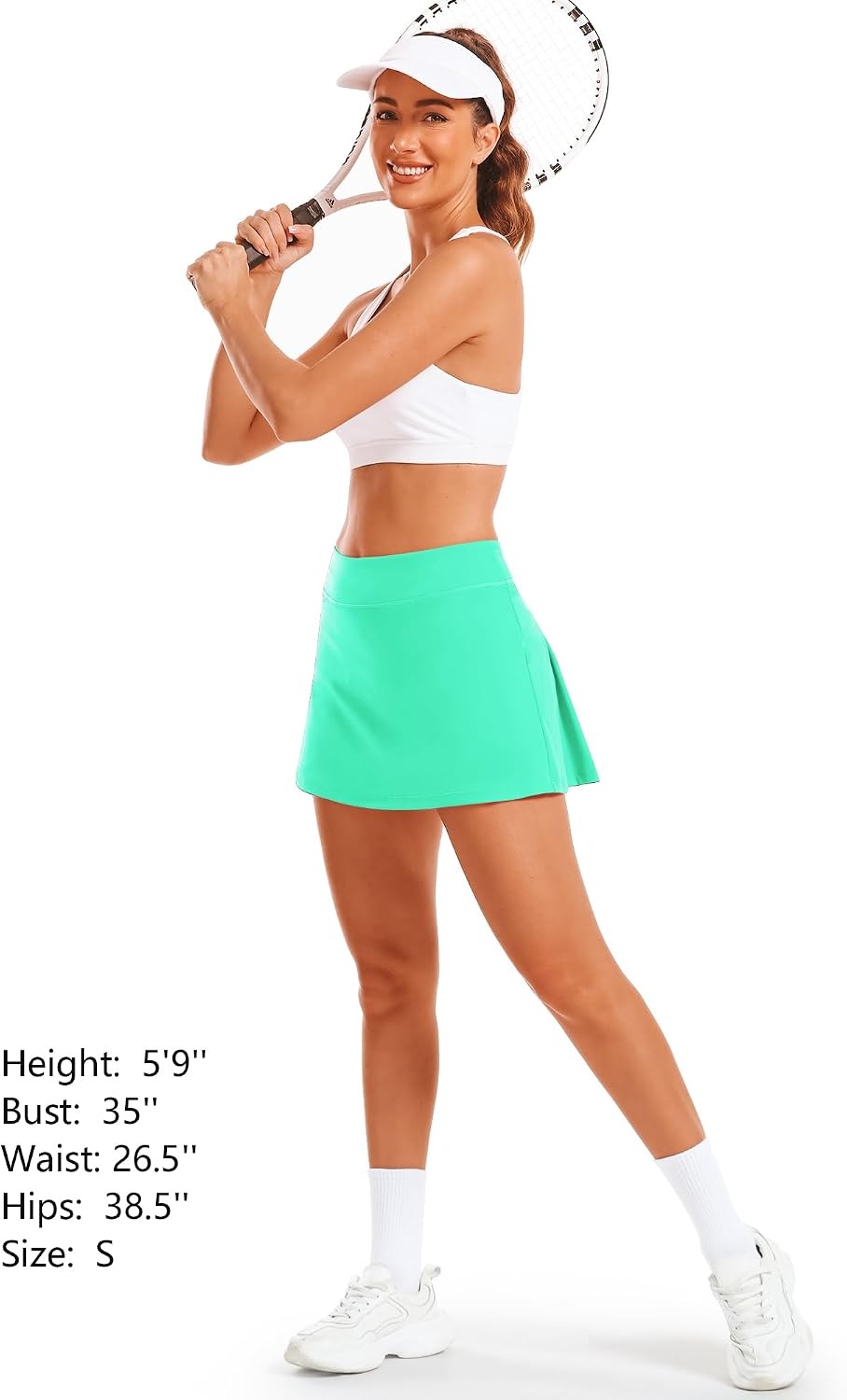 Stelle Women Tennis Skirt High Waisted Athletic Golf Skorts with Pockets | Tummy Control, Built-In Shorts, Deep Pockets, Pleated, Breathable, Lightweight, Tennis, Golf, Pickleball, Running, Workout(Mint Green)
