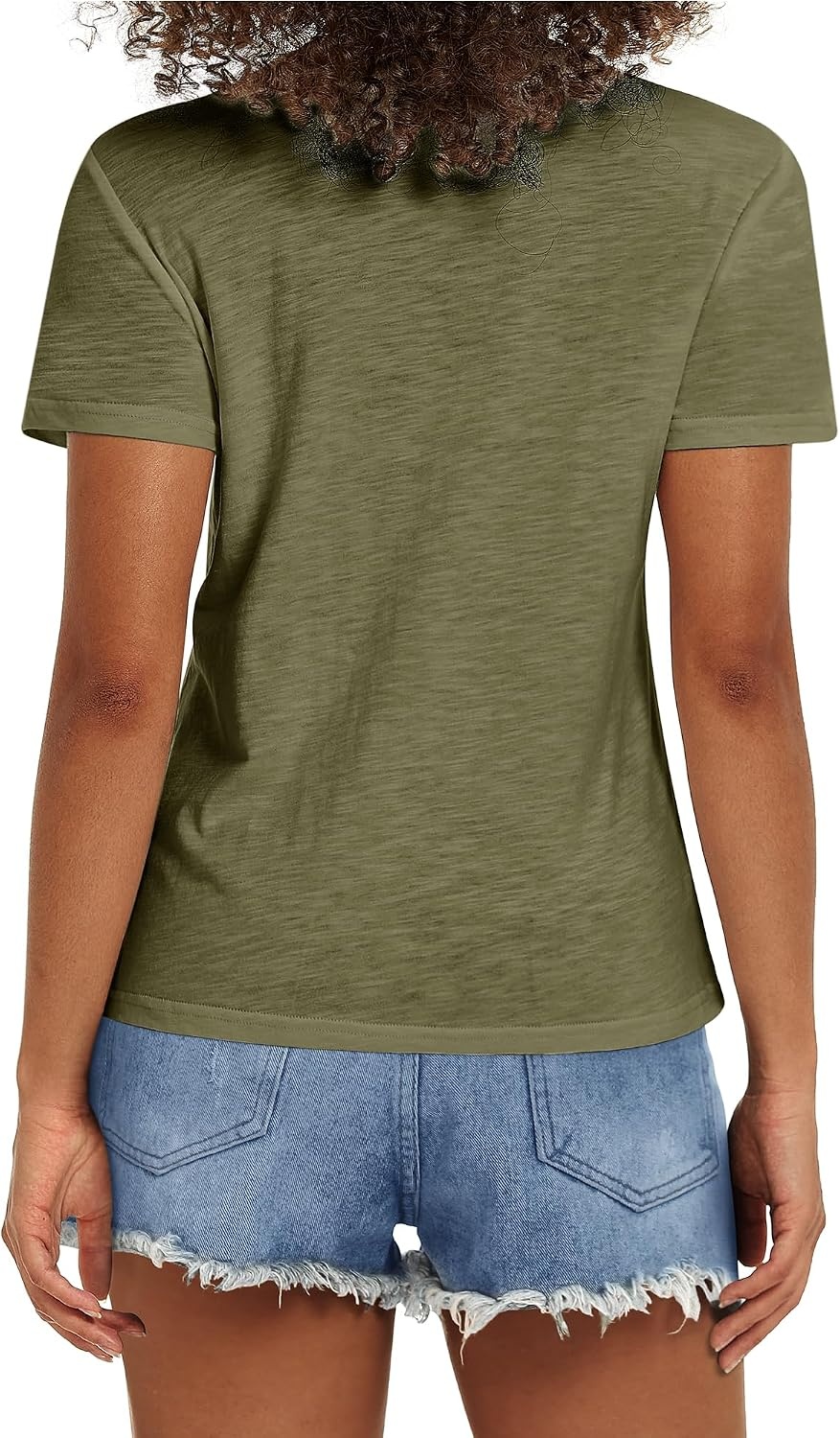 Stelle Women’s Classic Crewneck T-Shirt Cotton Modal Casual Everyday Top(Olive Green)