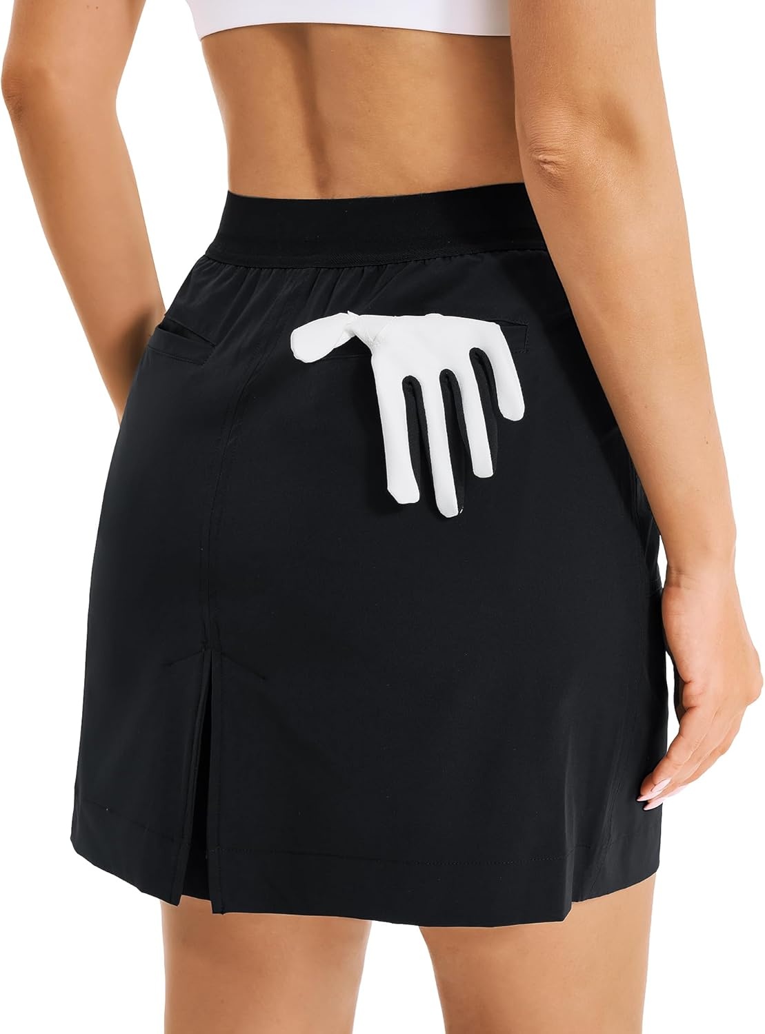 Stelle Women’s Golf Tennis Skorts 18″ Stretchy Workout Hiking Skirt with Inner Pocket(Black)