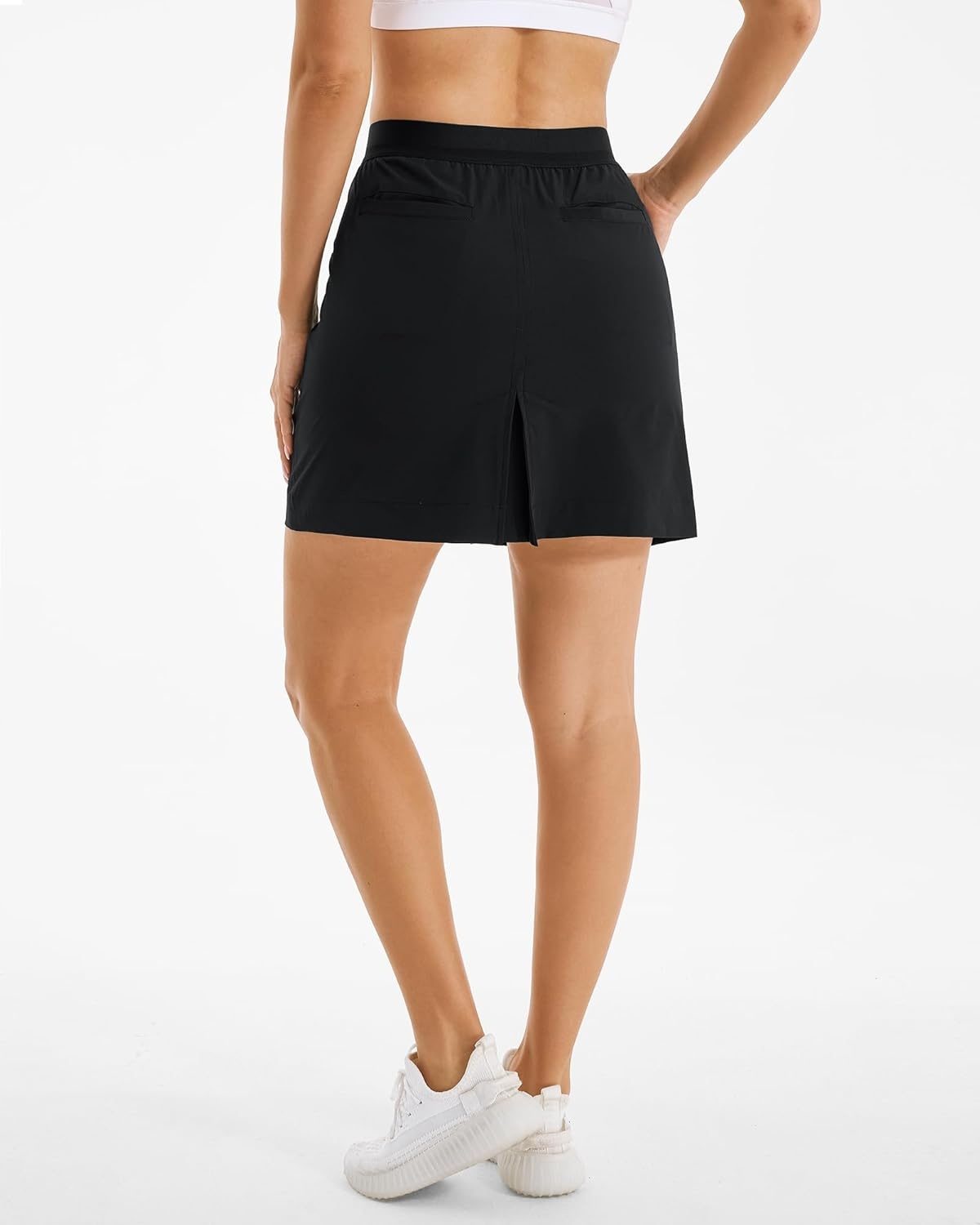 Stelle Women’s Golf Tennis Skorts 18″ Stretchy Workout Hiking Skirt with Inner Pocket(Black)