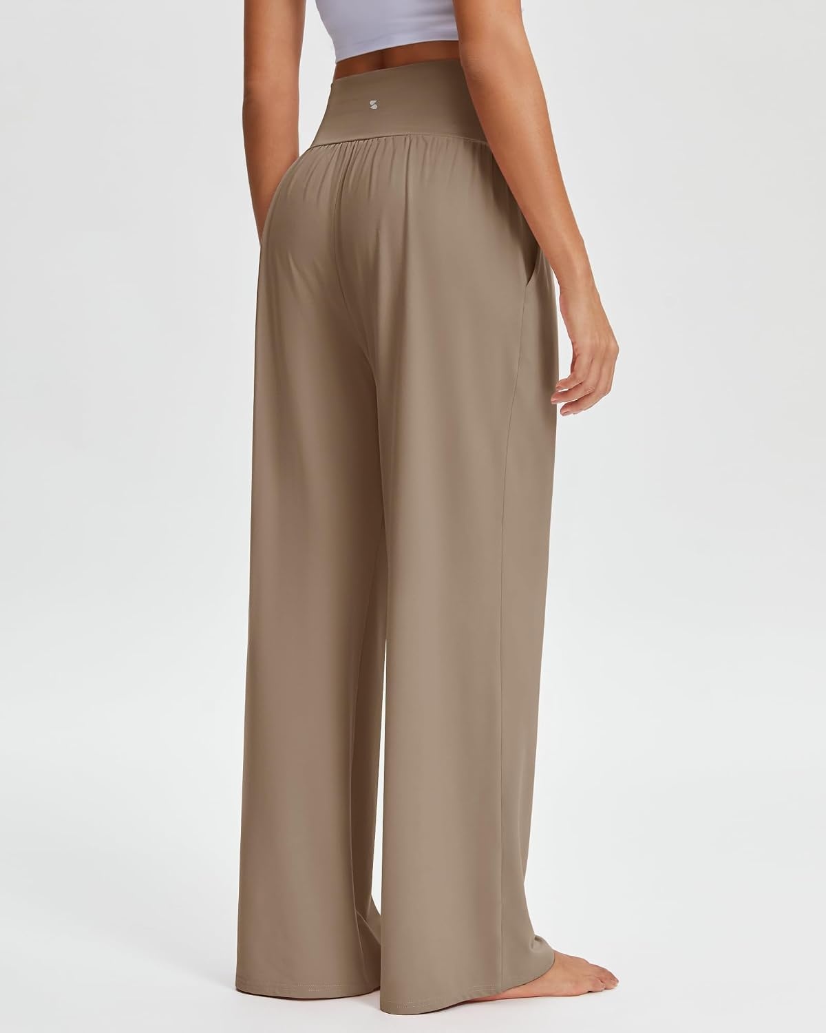 Stelle Women’s Wide Leg Lounge Pants Soft Stretch Casual Travel Wear(Mocha)
