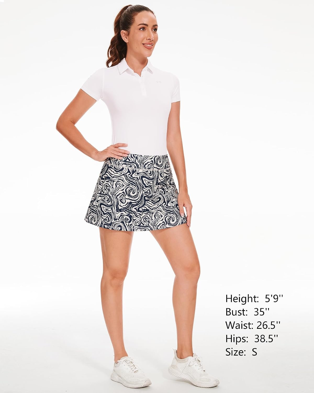 Stelle Women Tennis Skirt Golf Skorts Athletic High Waisted with Pockets Inner Shorts Sport Workout Pleated Pickleball(Wavy Ink)