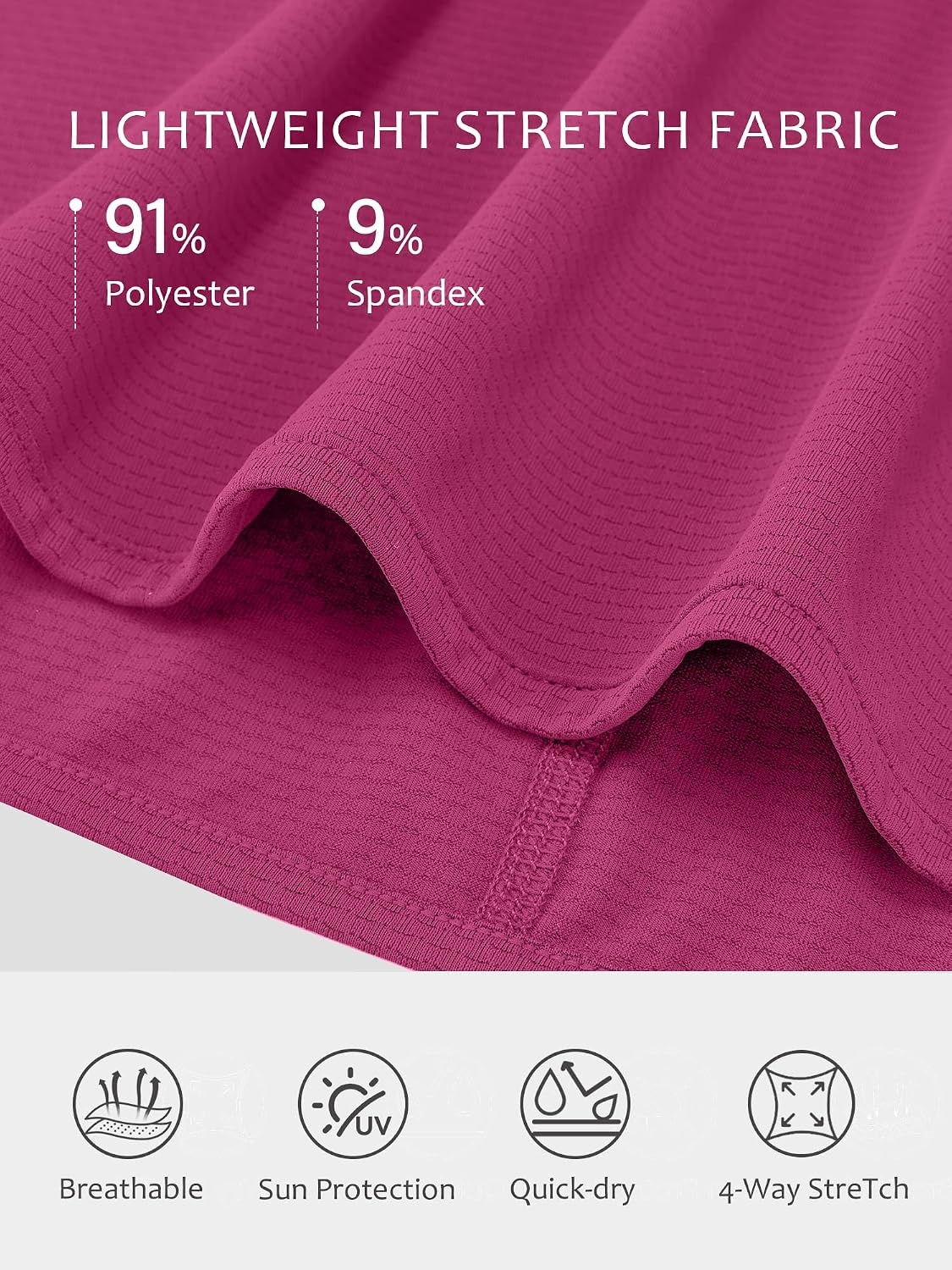 Stelle Women Long Sleeve Workout Tops UPF 50+ UV Protection Running Athletic Shirt Lightweight Quick Dry(Fuchsia)