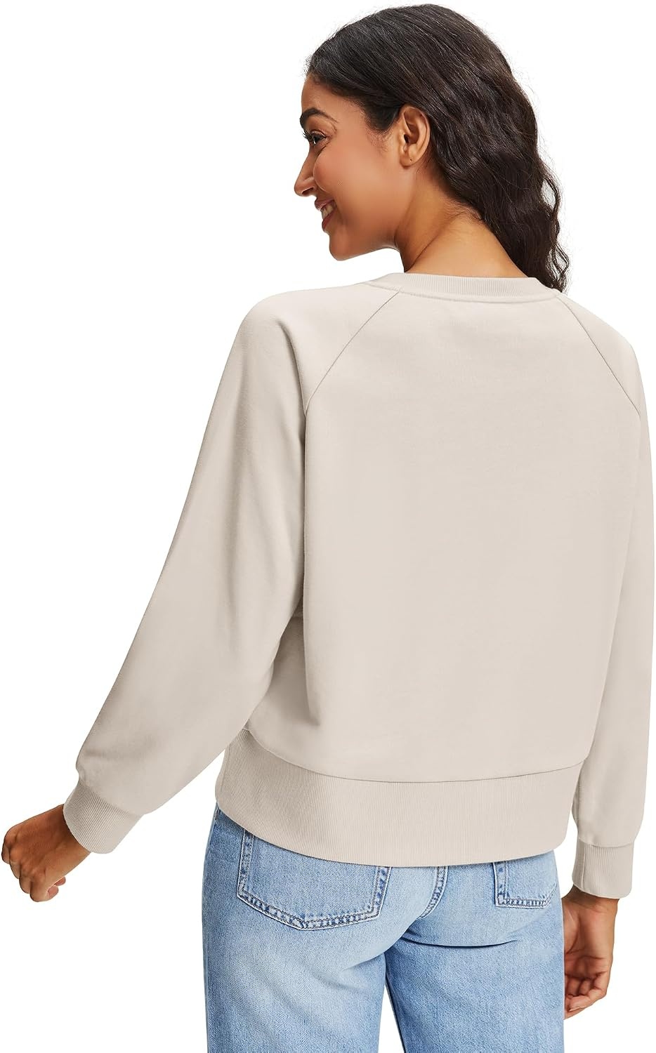 Stelle Women’s Raglan Crewneck Sweatshirt Relaxed Fit Casual Everyday | Soft fleece lining, Raglan sleeves, Ribbed cuffs, Layering essential, Lounge, Travel, Streetwear(Oat Milk)