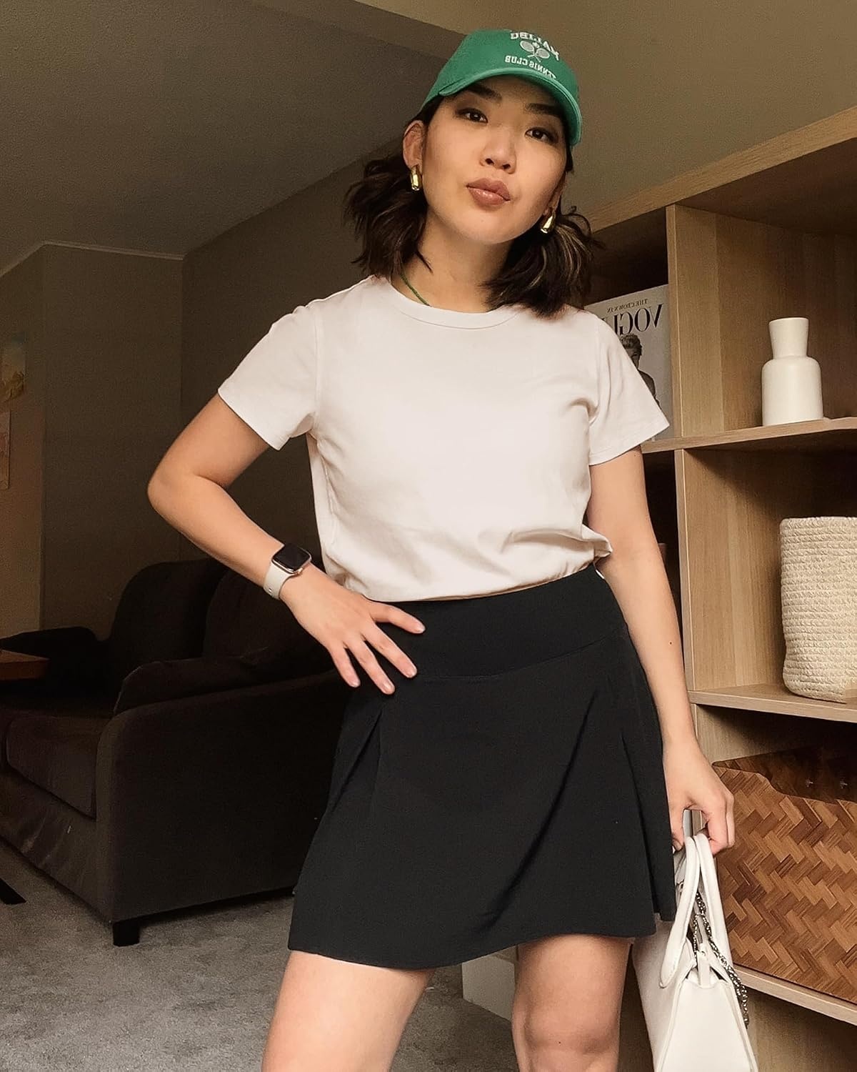 Stelle Women Cotton T Shirts Short Sleeve Basic Tees Casual Boxy Crop Tops(White Beige)
