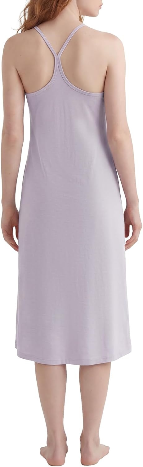 Stelle Nightgowns for Women Racerback Sleeveless Pajama Dress Spaghetti Strap Sleepwear Nightshirt(Heather Lavender)