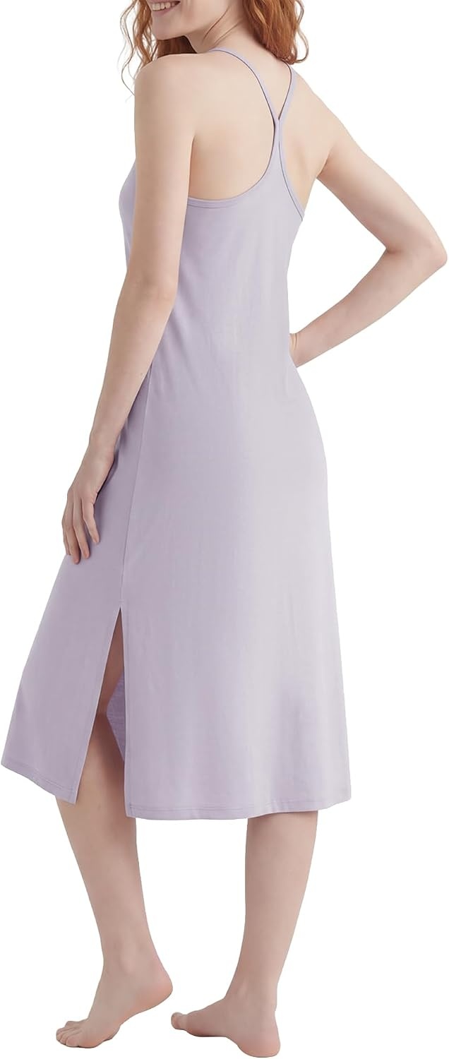 Stelle Nightgowns for Women Racerback Sleeveless Pajama Dress Spaghetti Strap Sleepwear Nightshirt(Heather Lavender)