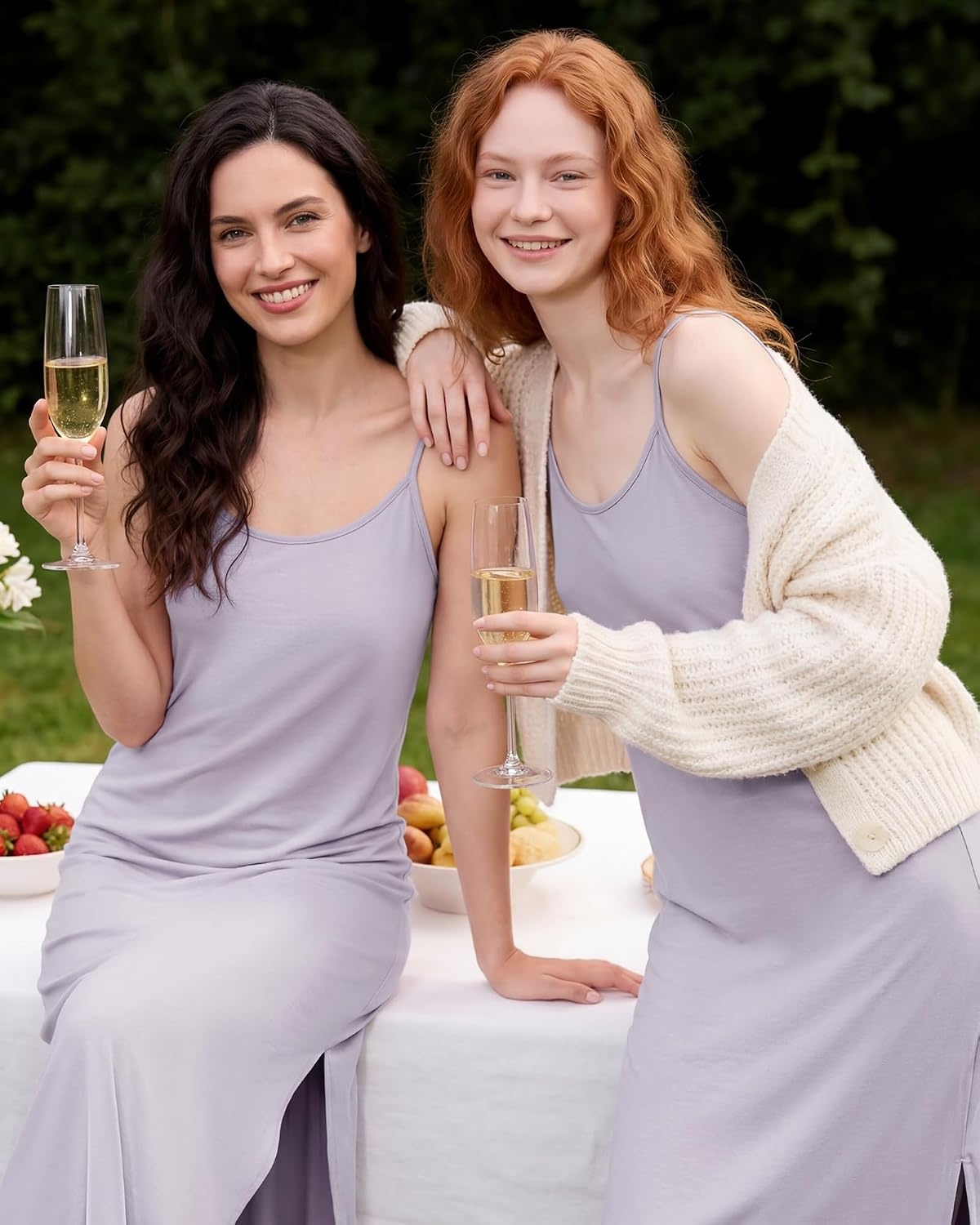 Stelle Nightgowns for Women Racerback Sleeveless Pajama Dress Spaghetti Strap Sleepwear Nightshirt(Heather Lavender)