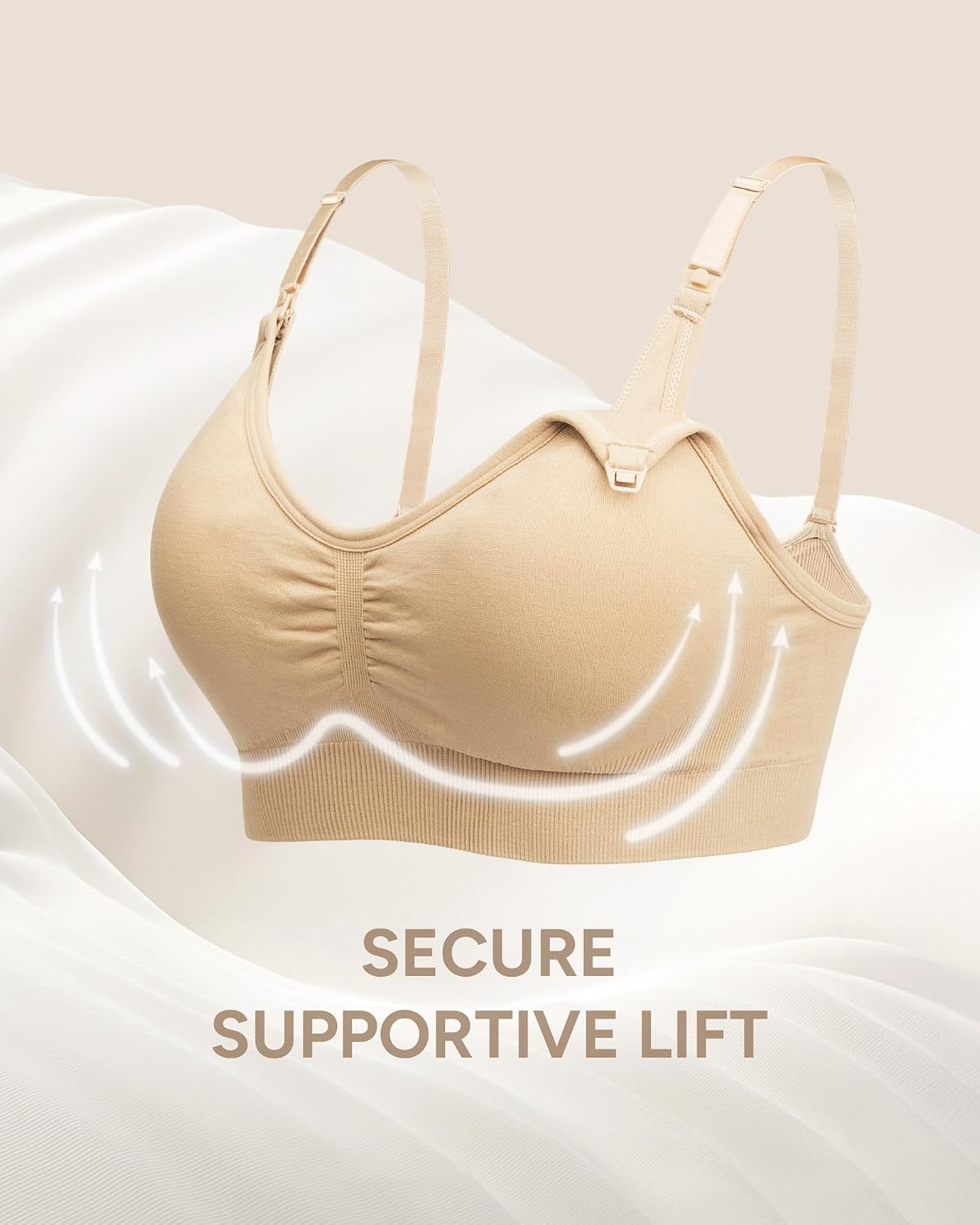 Stelle Nursing Bras Maternity Bra for Breastfeeding Pregnancy Wireless Bralette with Pads, Extenders & Clips(Black+black+beige)