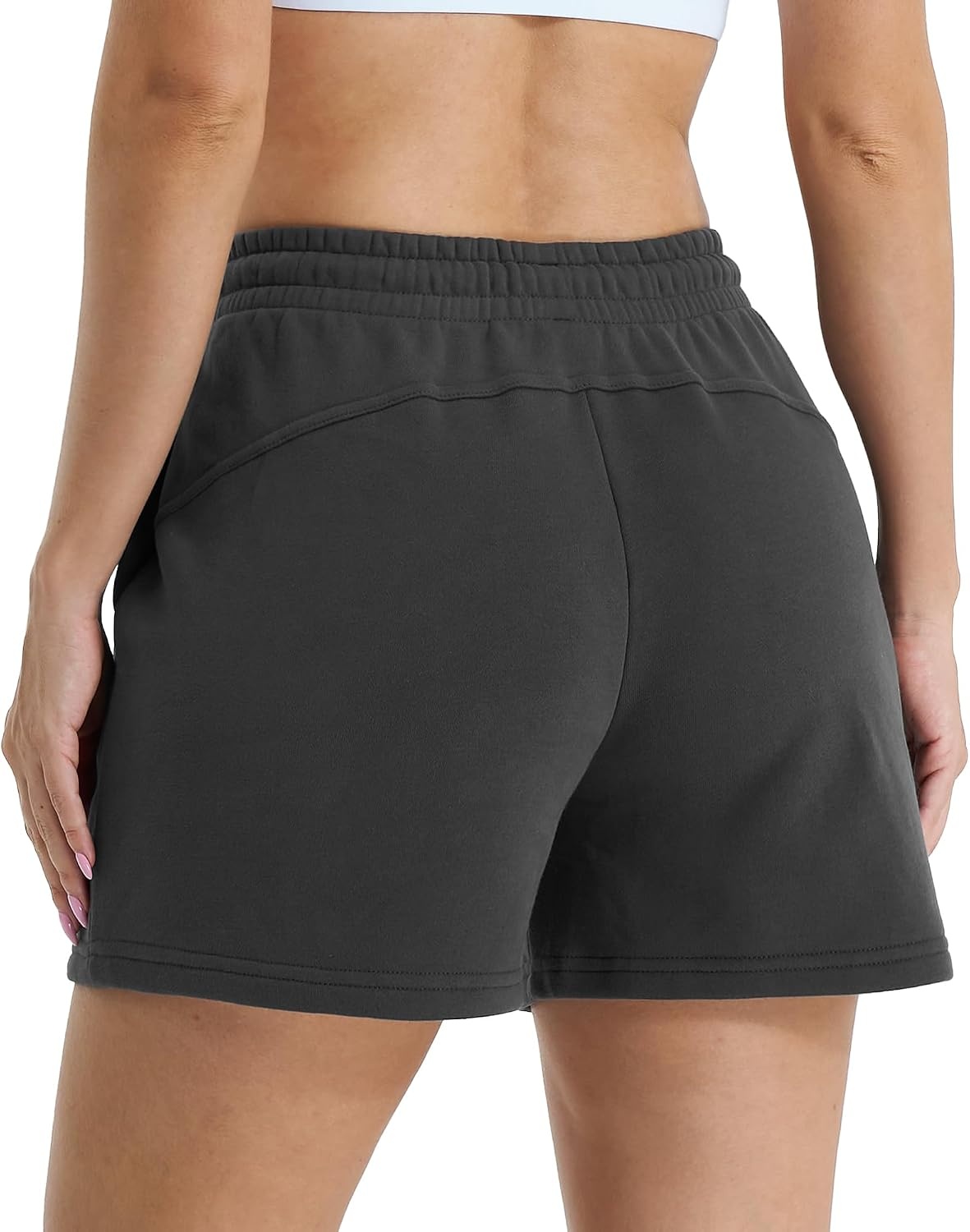 Stelle Women’s Drawstring Sweat Shorts Comfy Elastic Shorts Workout Lounge Shorts with Pockets(Z Charcoal)