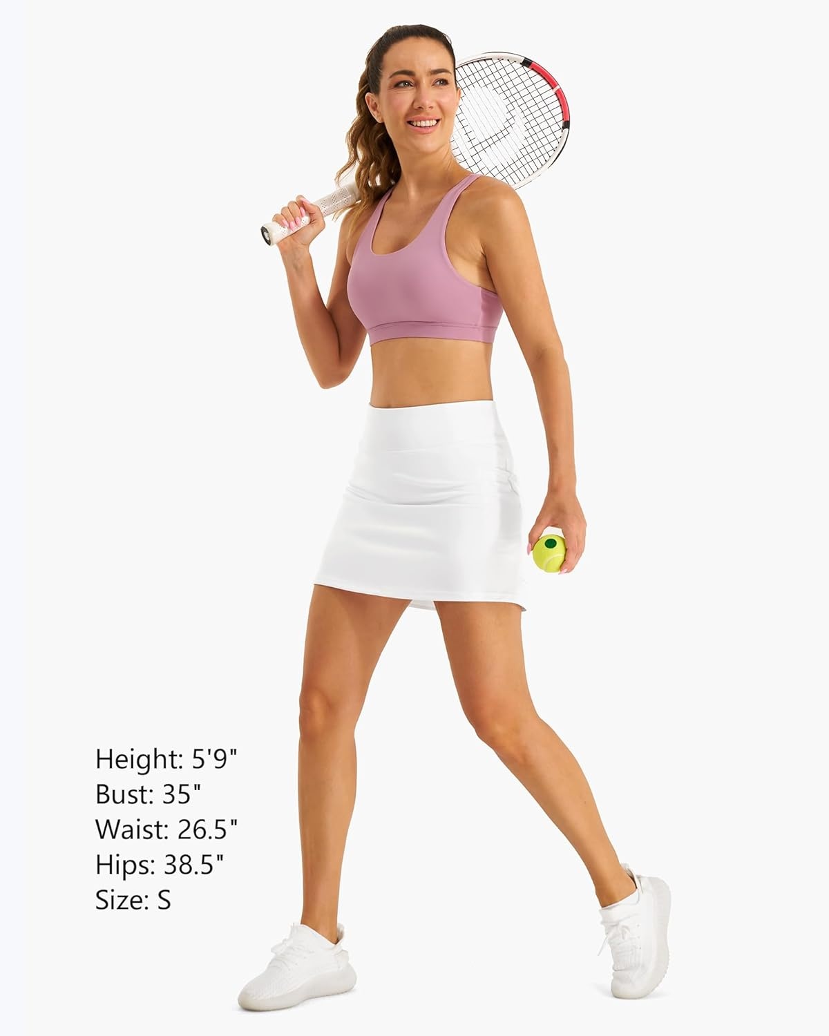 Stelle Women Tennis Skirt Athletic Skort High Waisted Golf Inner Shorts with Pockets Running Sports Pickleball(White)
