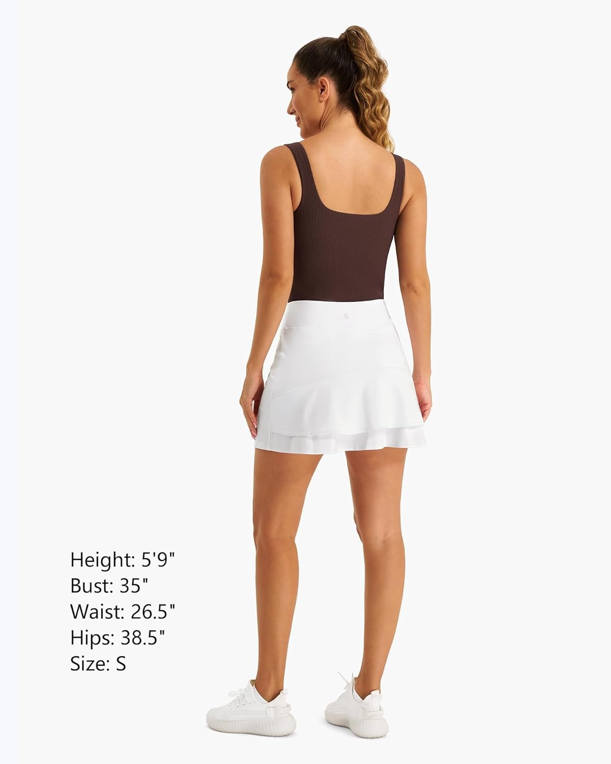 Stelle Women Tennis Skirt Athletic Skort High Waisted Golf Inner Shorts with Pockets Running Sports Pickleball(White)