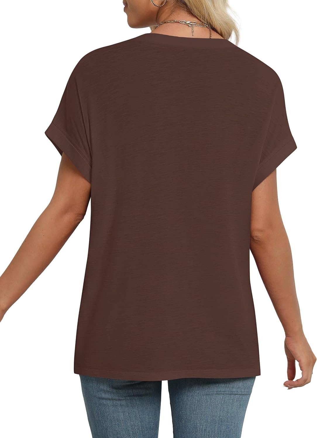 Stelle Women Modal Soft Crewneck Cap Short Sleeve T Shirts Summer Tops Trendy Basic Casual Clothes 2025(Cocoa)