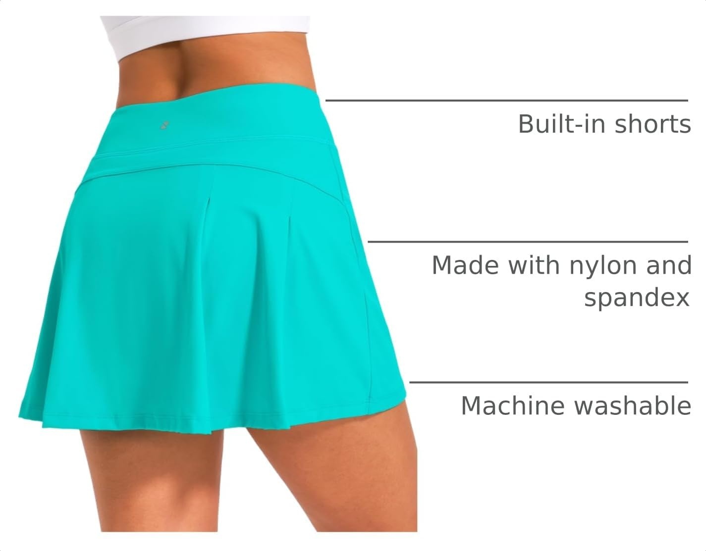Stelle Women Tennis Skirt High Waisted Athletic Golf Skorts with Pockets | Tummy Control, Built-In Shorts, Deep Pockets, Pleated, Breathable, Lightweight, Tennis, Golf, Pickleball, Running, Workout(Turquoise)