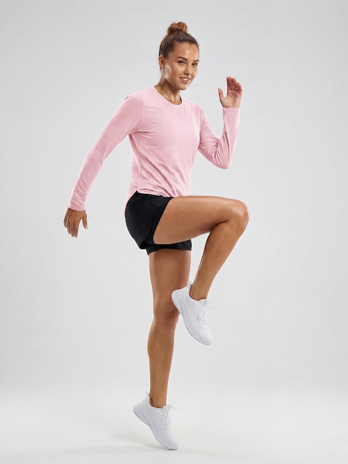 Stelle Women’s Long Sleeve Sun Shirts Quick Dry Workout Top | UPF 50+ Sun Protection, Long Sleeve Shirt, Quick Dry, Lightweight, Workout Top, Running Shirt, Athletic Wear(Petal Pink)