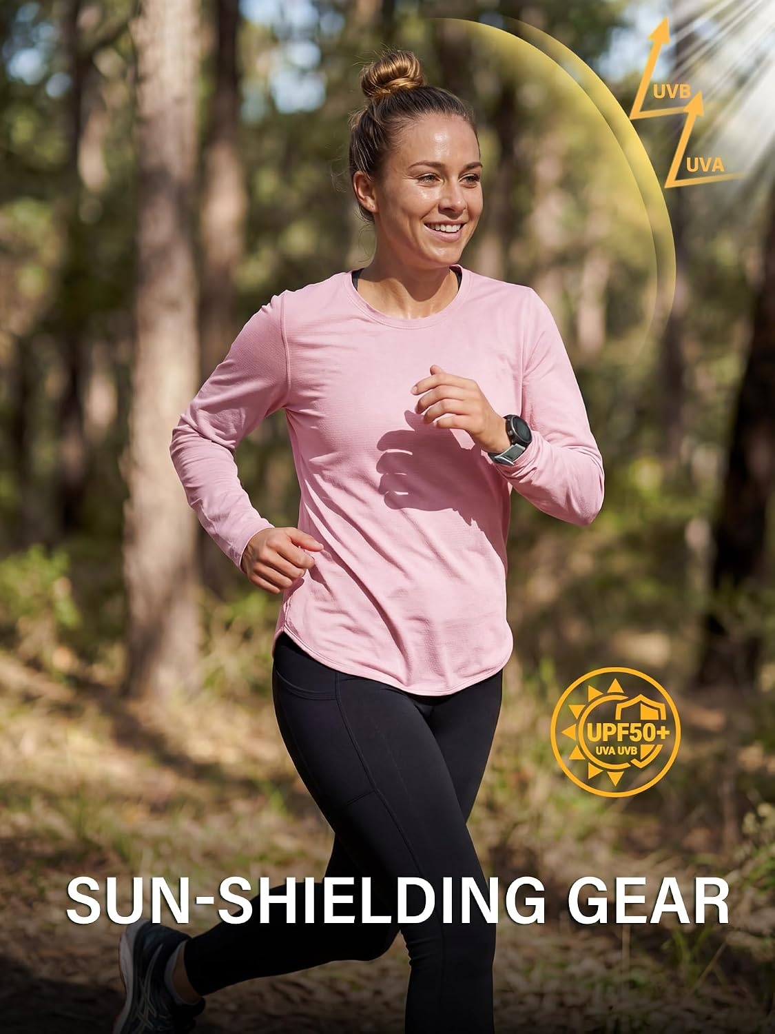 Stelle Women’s Long Sleeve Sun Shirts Quick Dry Workout Top | UPF 50+ Sun Protection, Long Sleeve Shirt, Quick Dry, Lightweight, Workout Top, Running Shirt, Athletic Wear(Petal Pink)