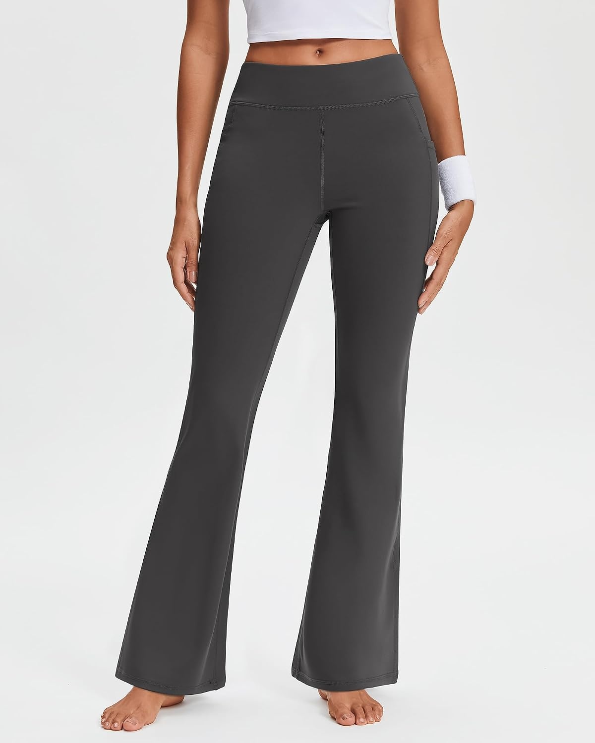 Stelle 29″ 31″ 33″ Fleece Lined Leggings for Women Thermal Bootcut Yoga Pants High-Waisted Winter Leggings with Pockets(Charcoal)