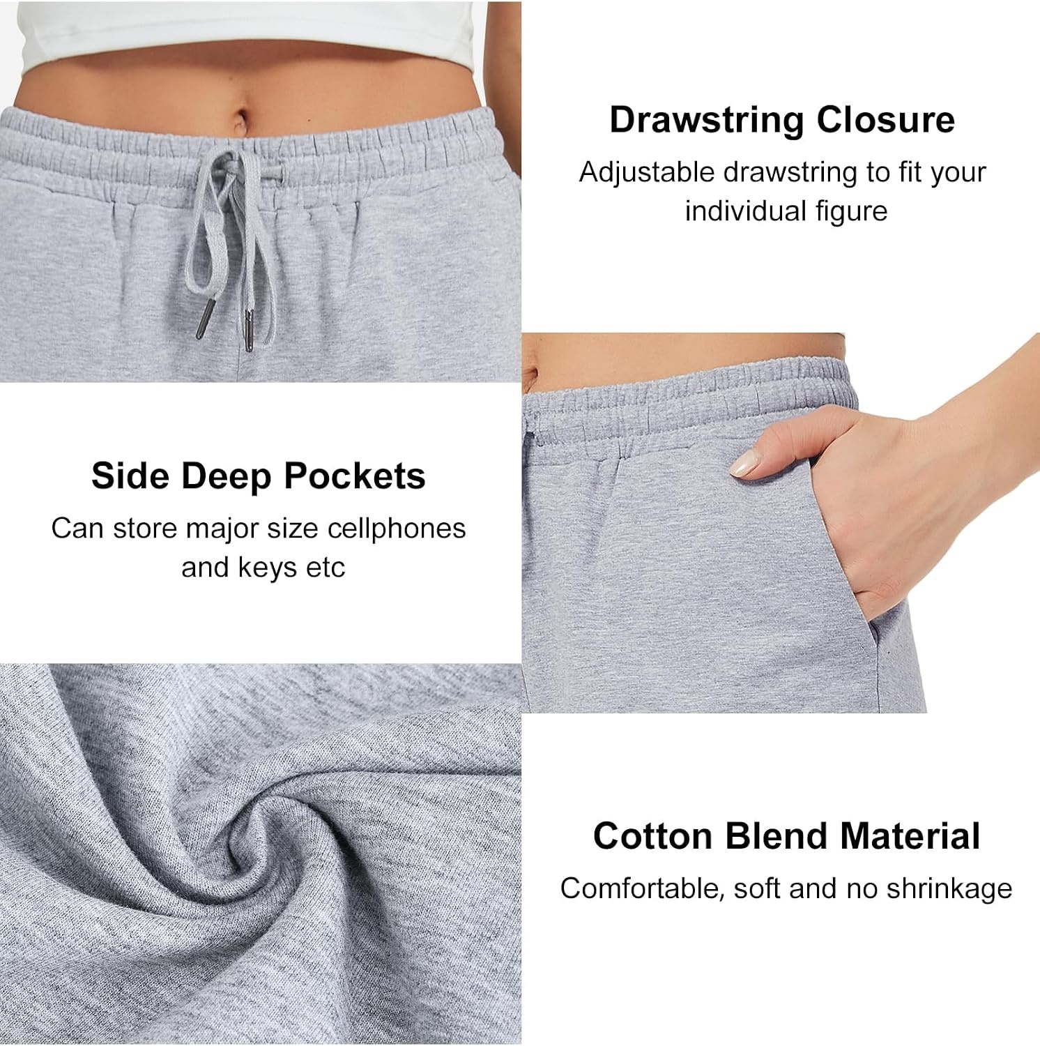 Stelle Women’s 7″/10″ Cotton Bermuda Shorts Knee Length Comfy Lounge Athletic Sweat Shorts with Deep Pockets(10″ (Light)grey)