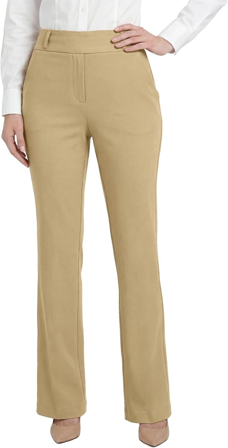 Stelle Women’s Dress Pants Stretchy Bootcut Stretch Work Business Casual Office with Pockets(Dune)