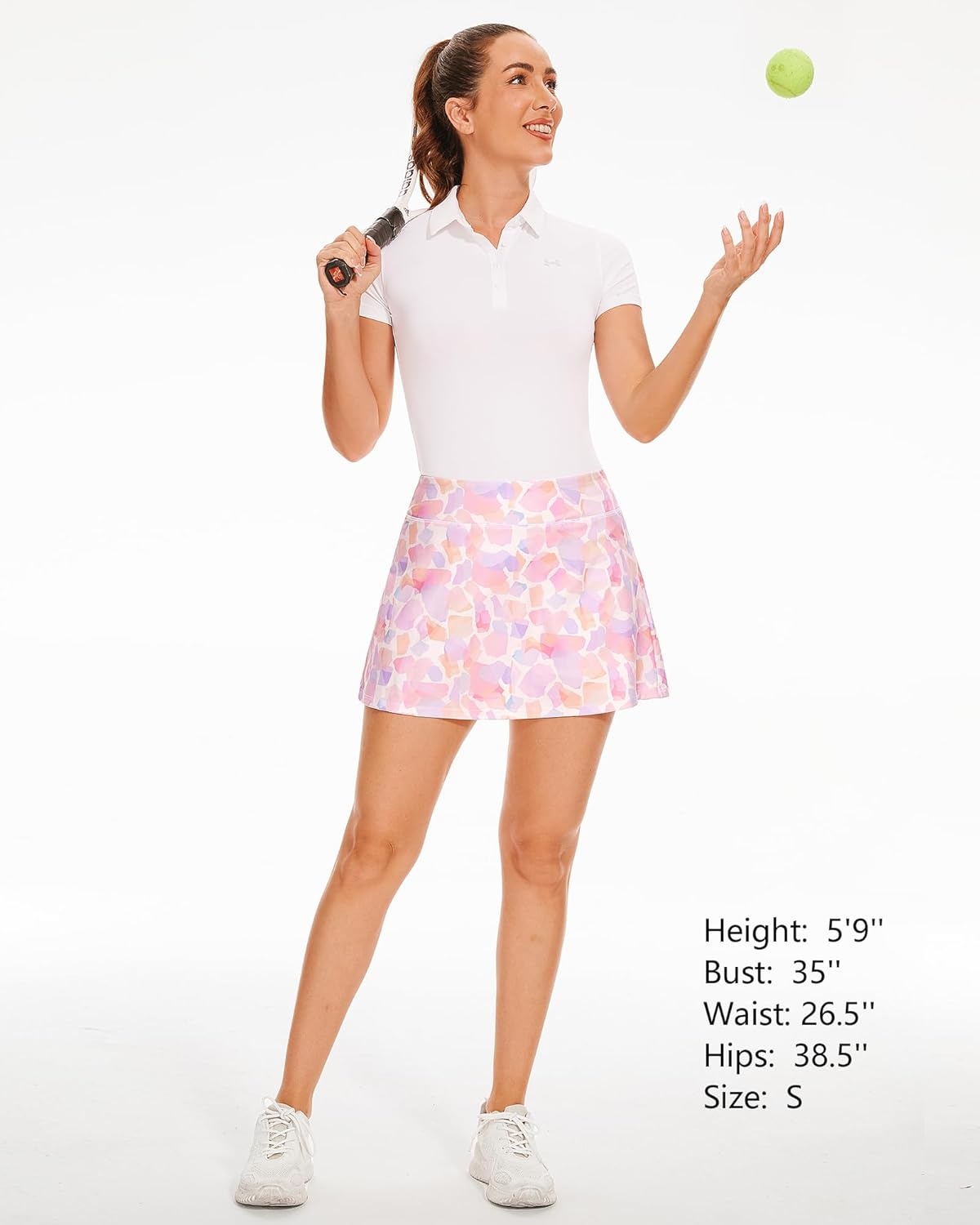 Stelle Women Tennis Skirt Golf Skorts Athletic High Waisted with Pockets Inner Shorts Sport Workout Pleated Pickleball(Pastel Terrazzo)
